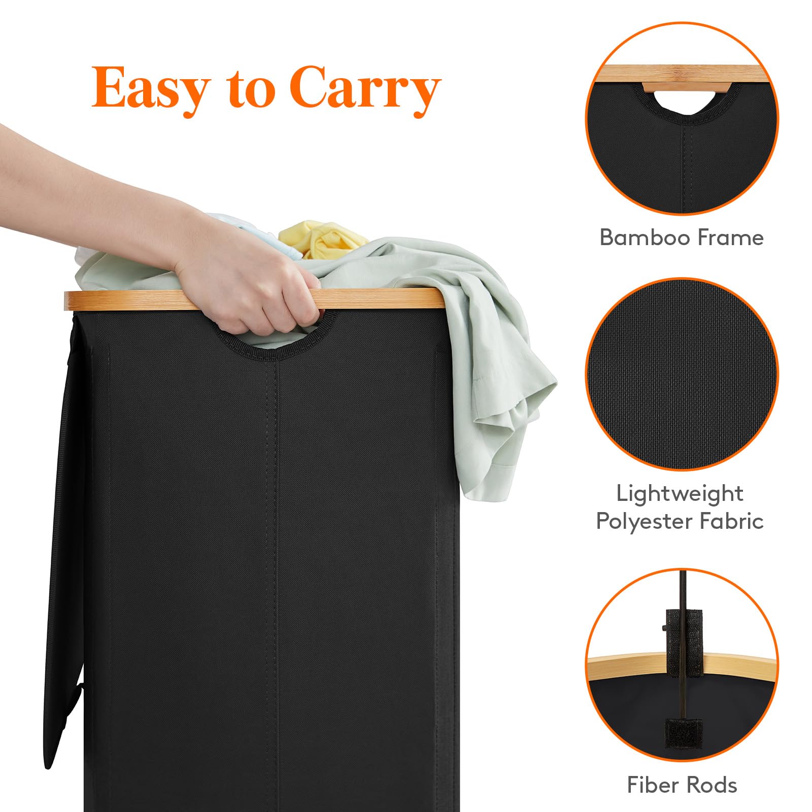 Lifewit 150L Laundry Basket with Lid, Clothes Hampers for Laundry with Bamboo Handles and Removable Laundry Bags, Large Foldable Laundry Hamper for