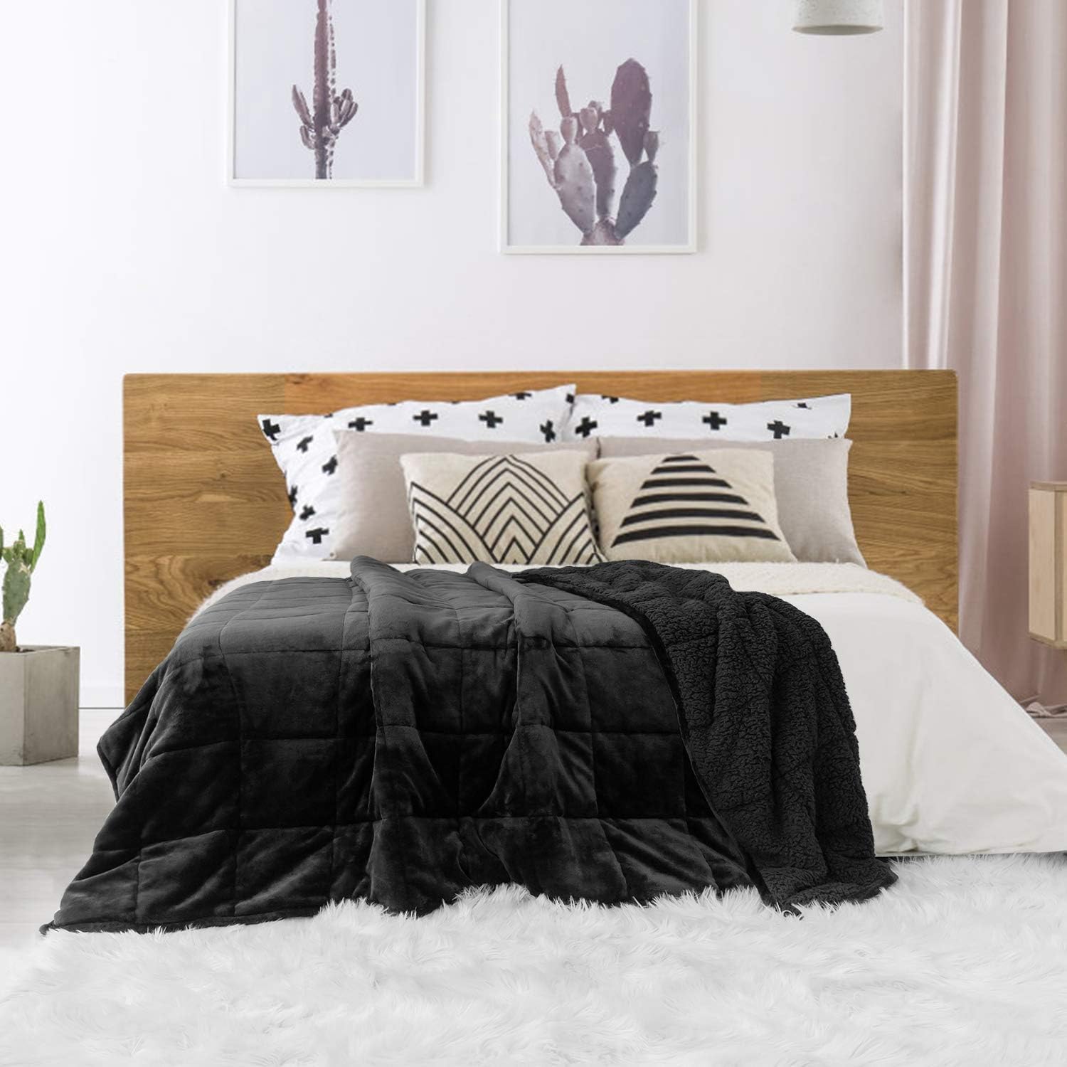 Sivio Weighted Blanket for Adult, 7kg Sherpa Heavy Throw with Fleece Reversible, Queen Size, Weighted Blanket for Men and Women Deep Sleeping,