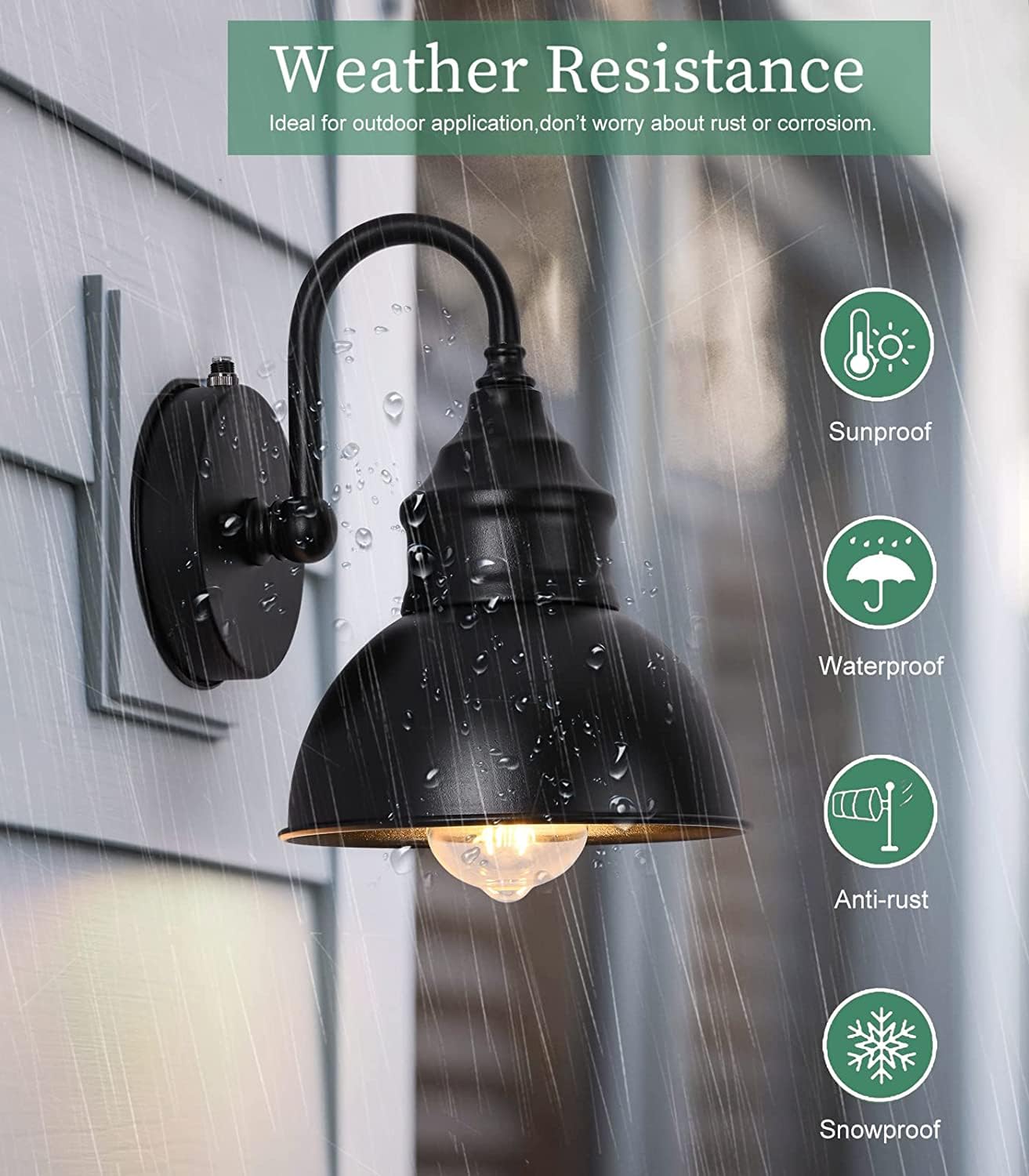 UYHGO Outdoor Wall Lights Mains Powered, Outside Security Lights with Dusk to Dawn Sensor for Farmhouse, Barn, Warehouse, Loft, Garage (excl.E27 Bulb)