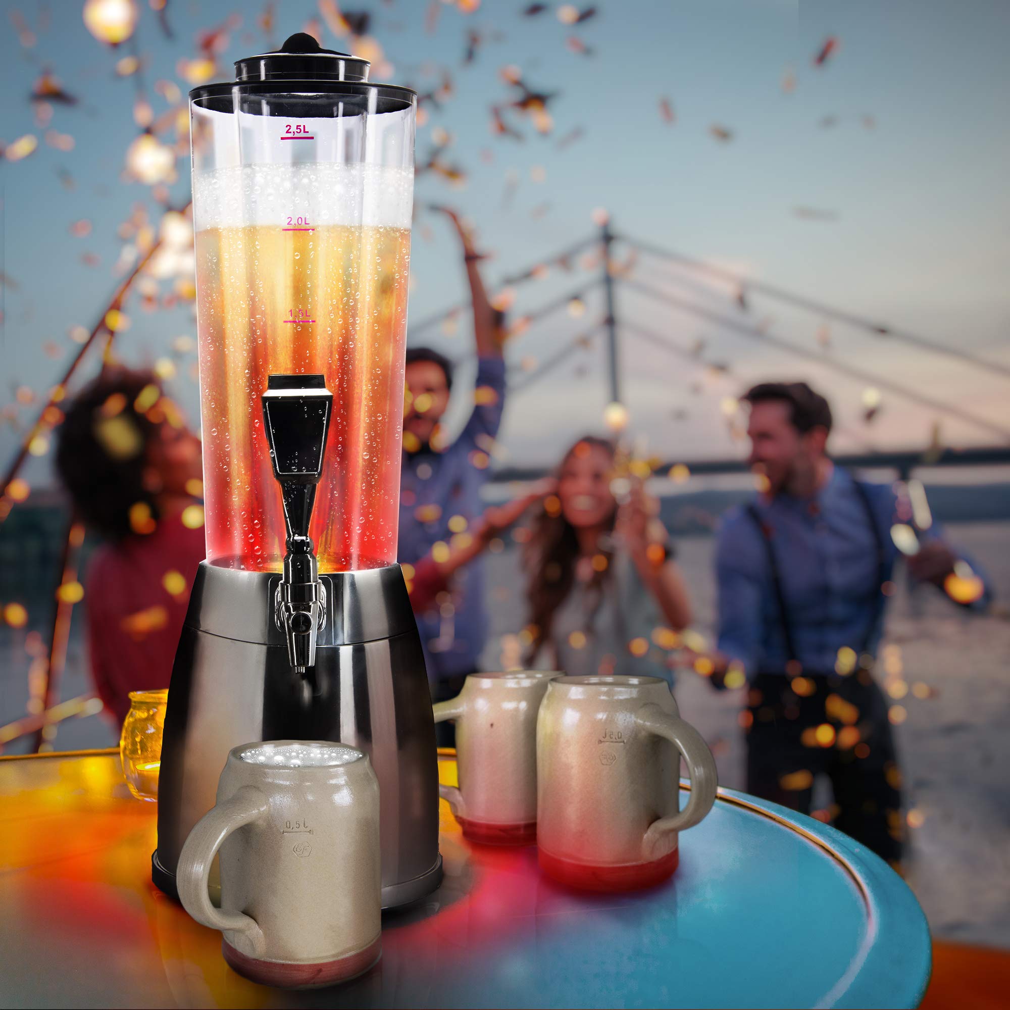Beer-Tower XXL Drinks & Beverage Dispenser with Tap 4.0 litres with Ice Cooler - Beer Column from Bavaria