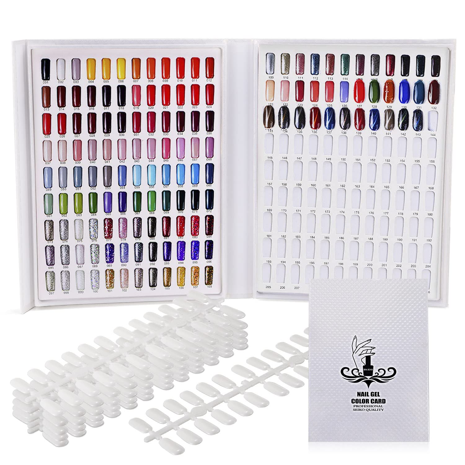Noverlife 216 Nail Art Display Stand, Nail Gel Card Colours, Nail Polish Colour Card with 216 False Nail Tips, Salon Nail Colour Pattern, Nail
