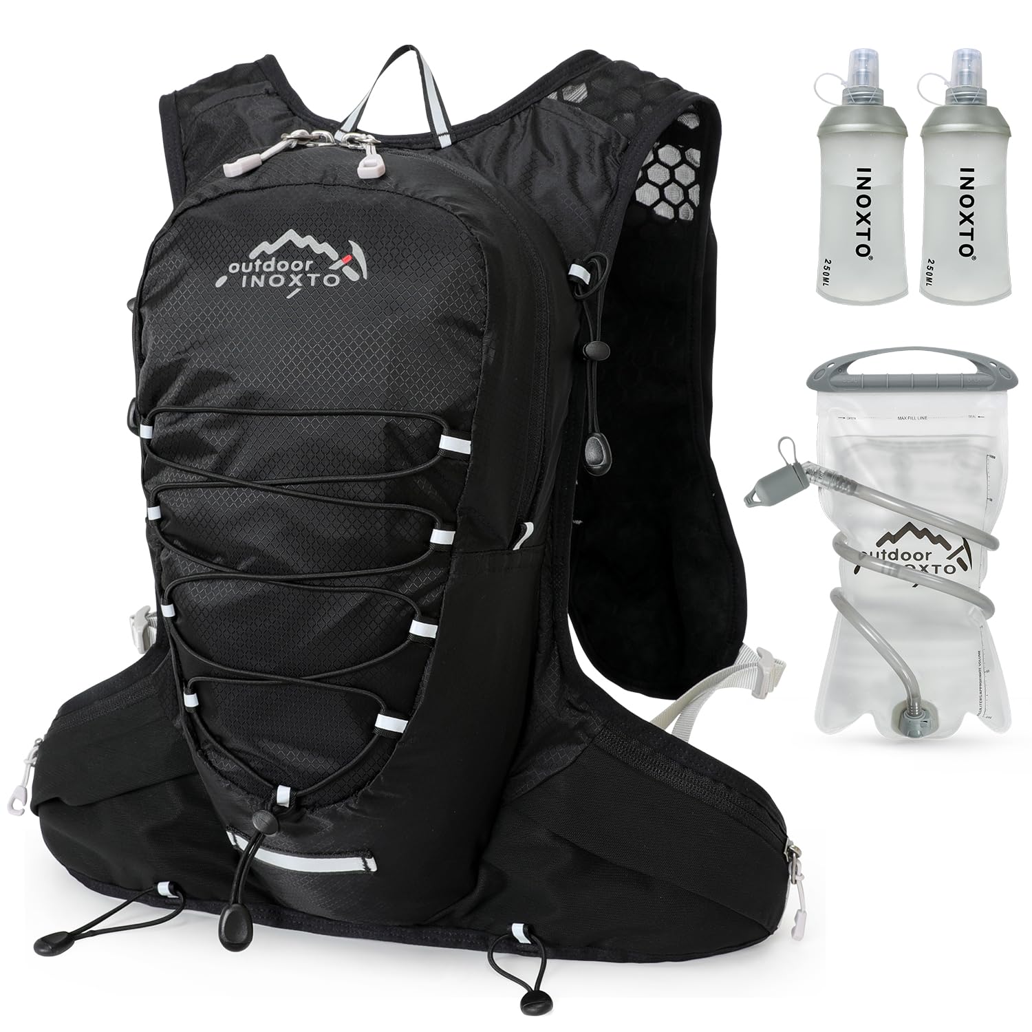 INOXTO running water bag vest backpack with 1.5L water bladder hydration pack backpack suitable for running, cycling, mountain climbing, camping for