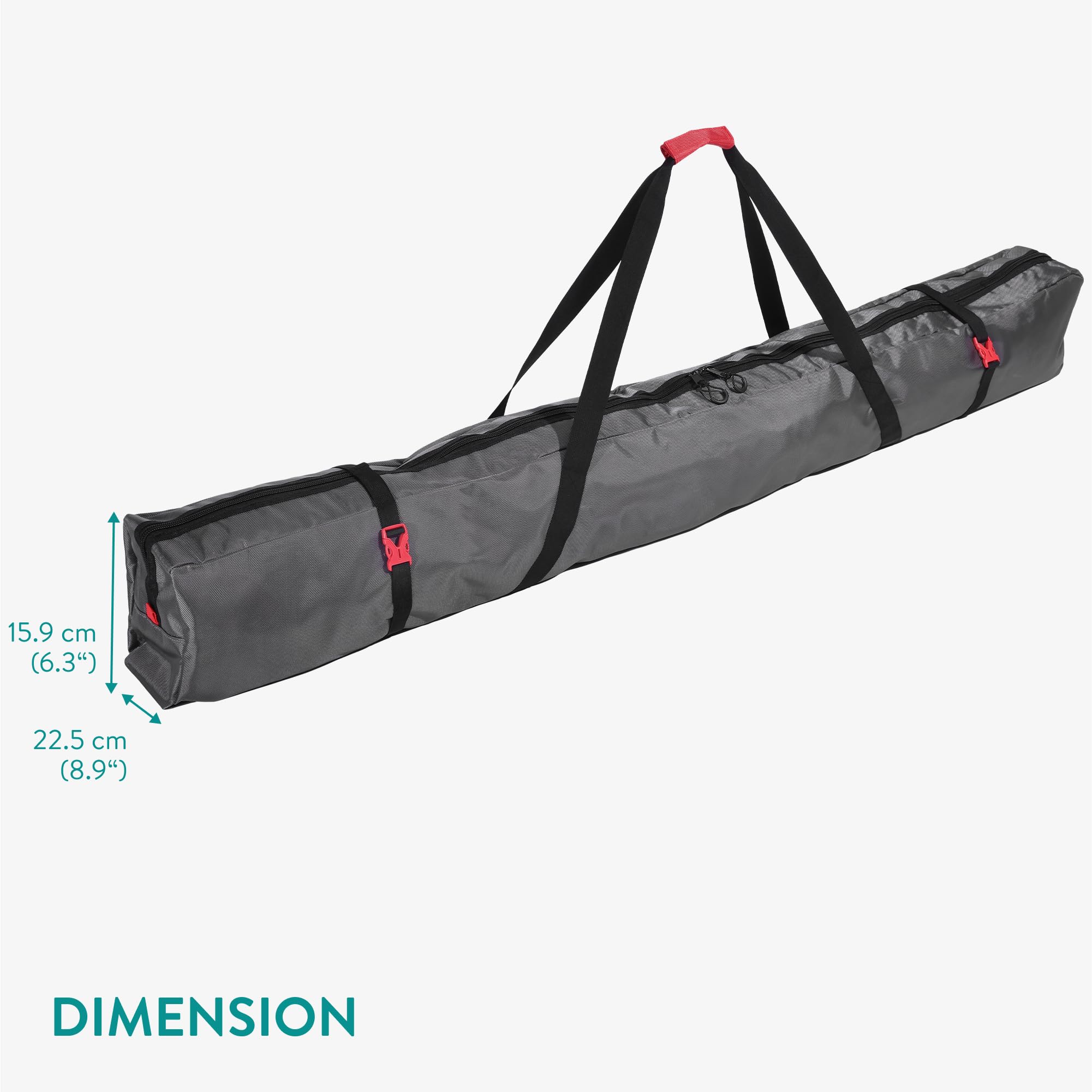 Navaris Ski Bag for Men and Women - 170cm (5.6 ft) - Ski Bag for 1 Pair of Skis and Poles with Zipper, 2 Straps with Buckles and Carrying Handle