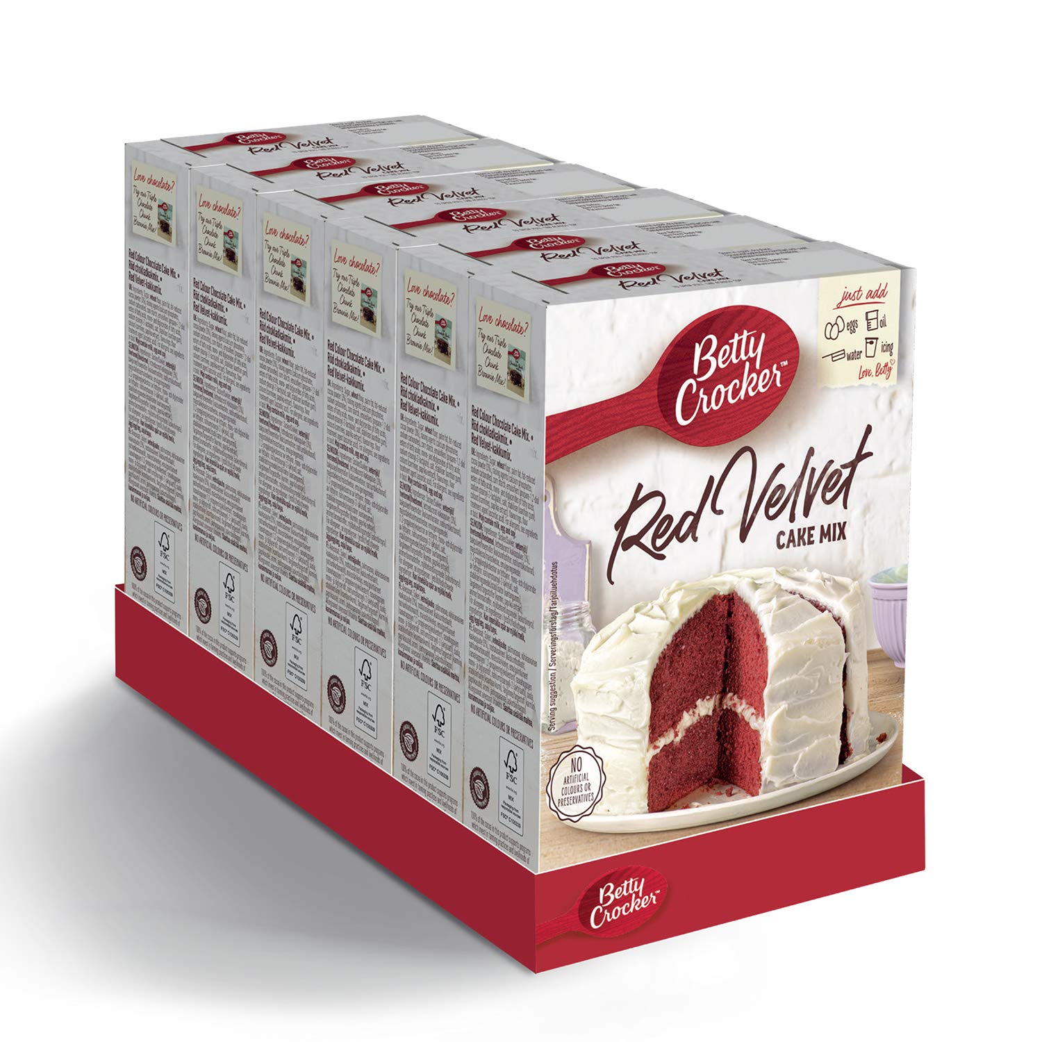 Betty Crocker Red Velvet Chocolate Cake Mix 425g (Pack of 6)