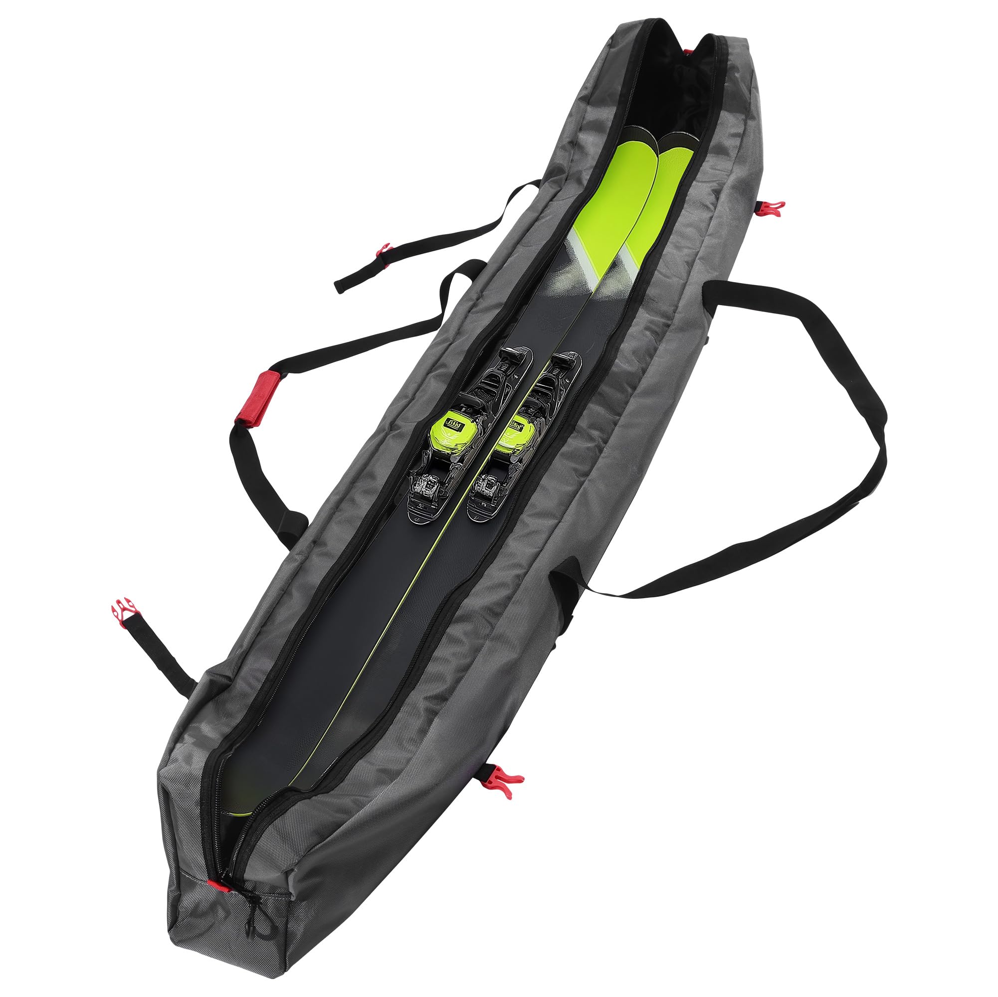Navaris Ski Bag for Men and Women - 170cm (5.6 ft) - Ski Bag for 1 Pair of Skis and Poles with Zipper, 2 Straps with Buckles and Carrying Handle