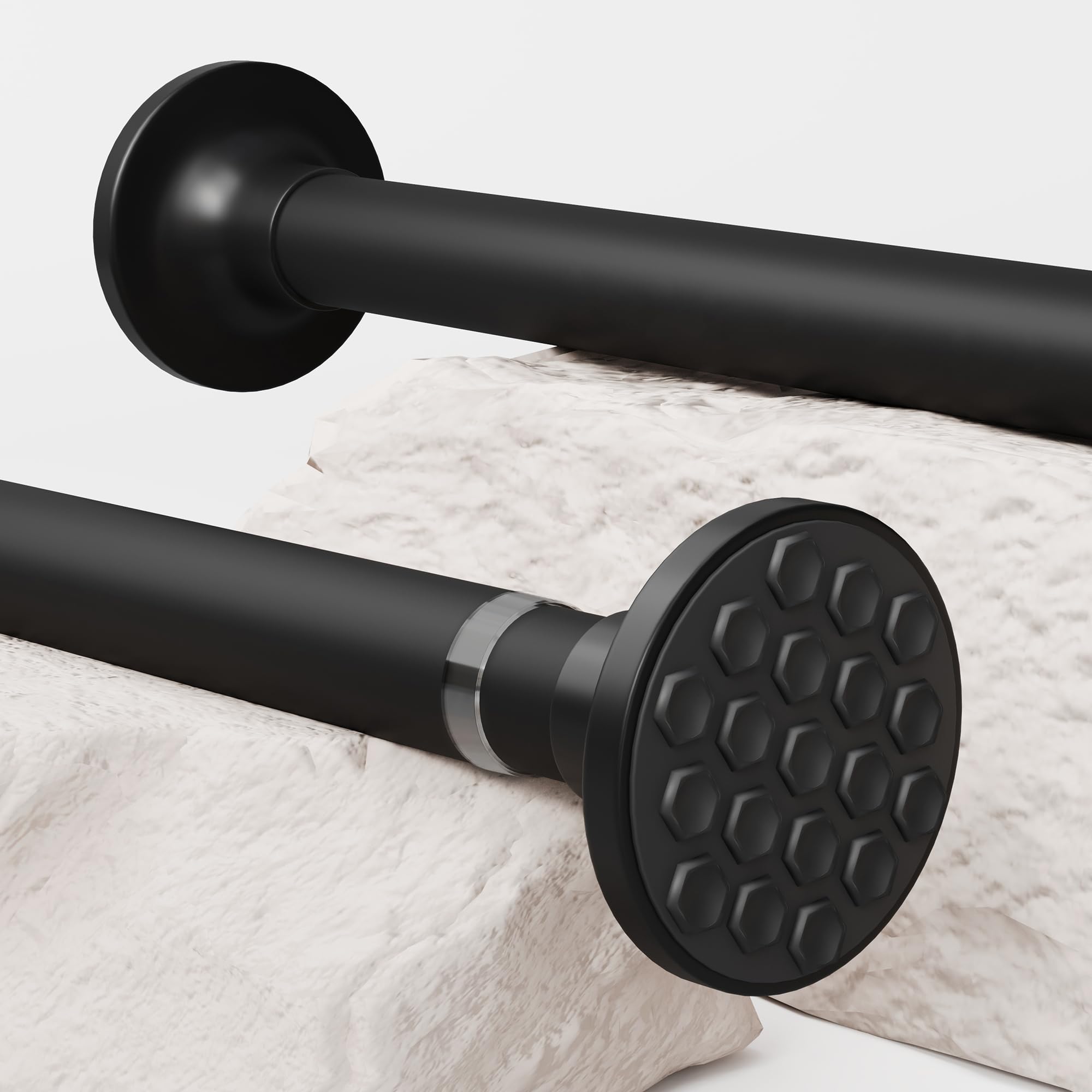 Shower Curtain Pole 50-70CM ?25mm White Extendable Curtain Rod No Drilling Telescopic Pole Stainless Steel Tension Rods for Living Room, Bedroom,