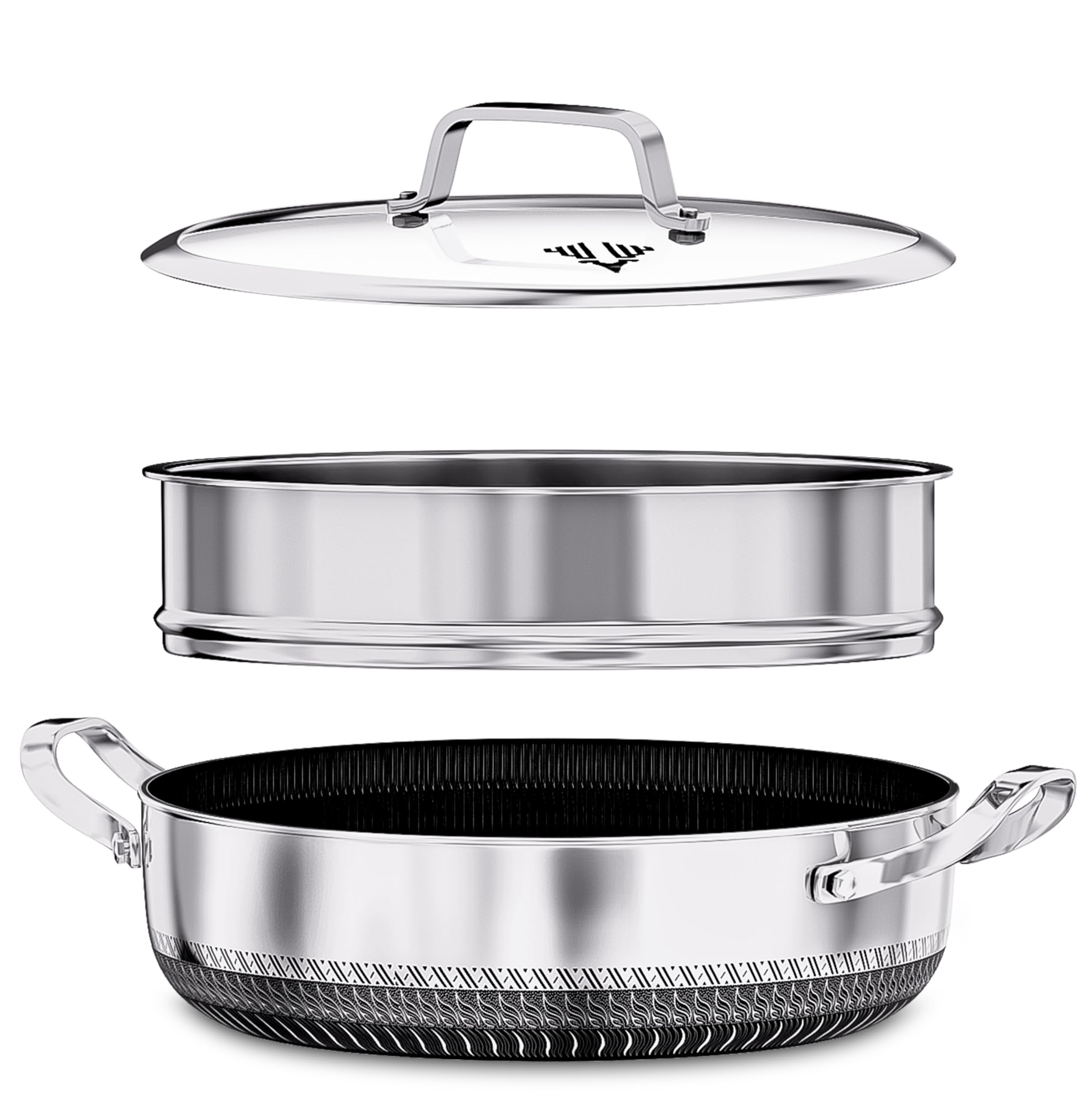 Casserole Dish with Lid Ovenproof Pot | Stainless Steel Hybrid | Toxin Free | Anti Scratch| Non Stick | 30cm | PFOA free | Induction Compatiable |