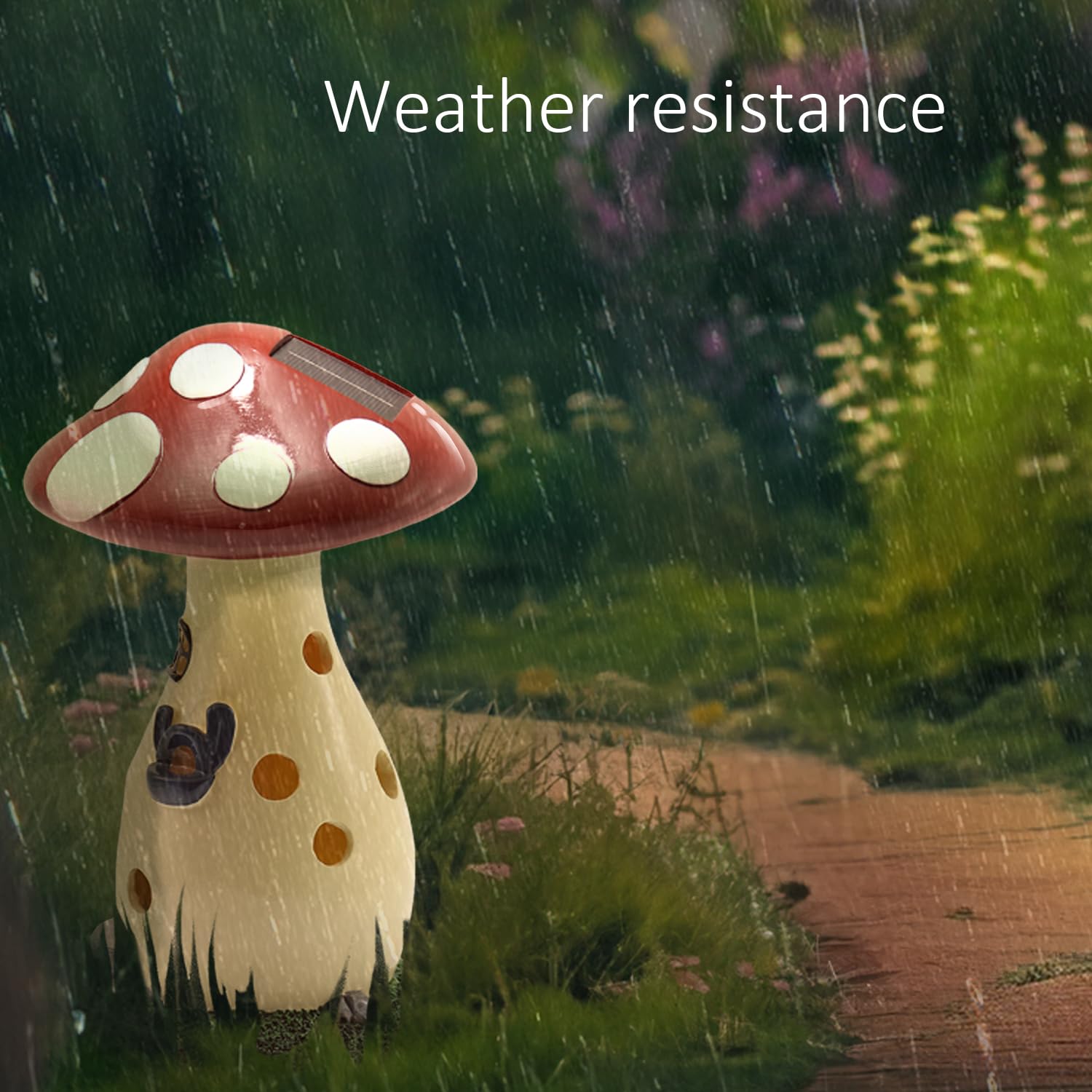 coonoe Solar Garden Statue - Fairy Garden Mushroom House Light, Solar Yard Decor, Garden Ornaments Present, Waterproof Decoration for Patio Lawn
