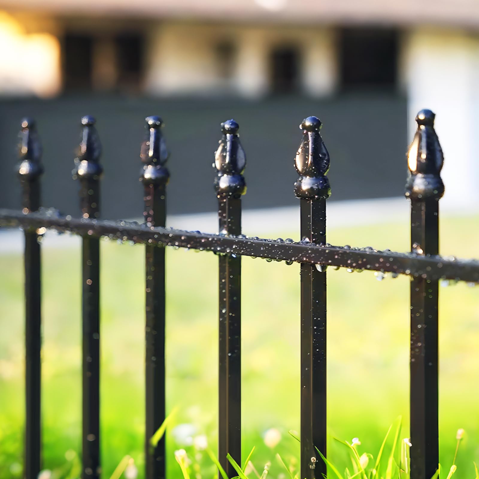 Thealyn Metal Garden Fence Decorative Fence 60cm High x 60cm Wide (5 Panels, Total Length 3m) No Dig Fence Border Fence Dog Fence Landscape Fencing