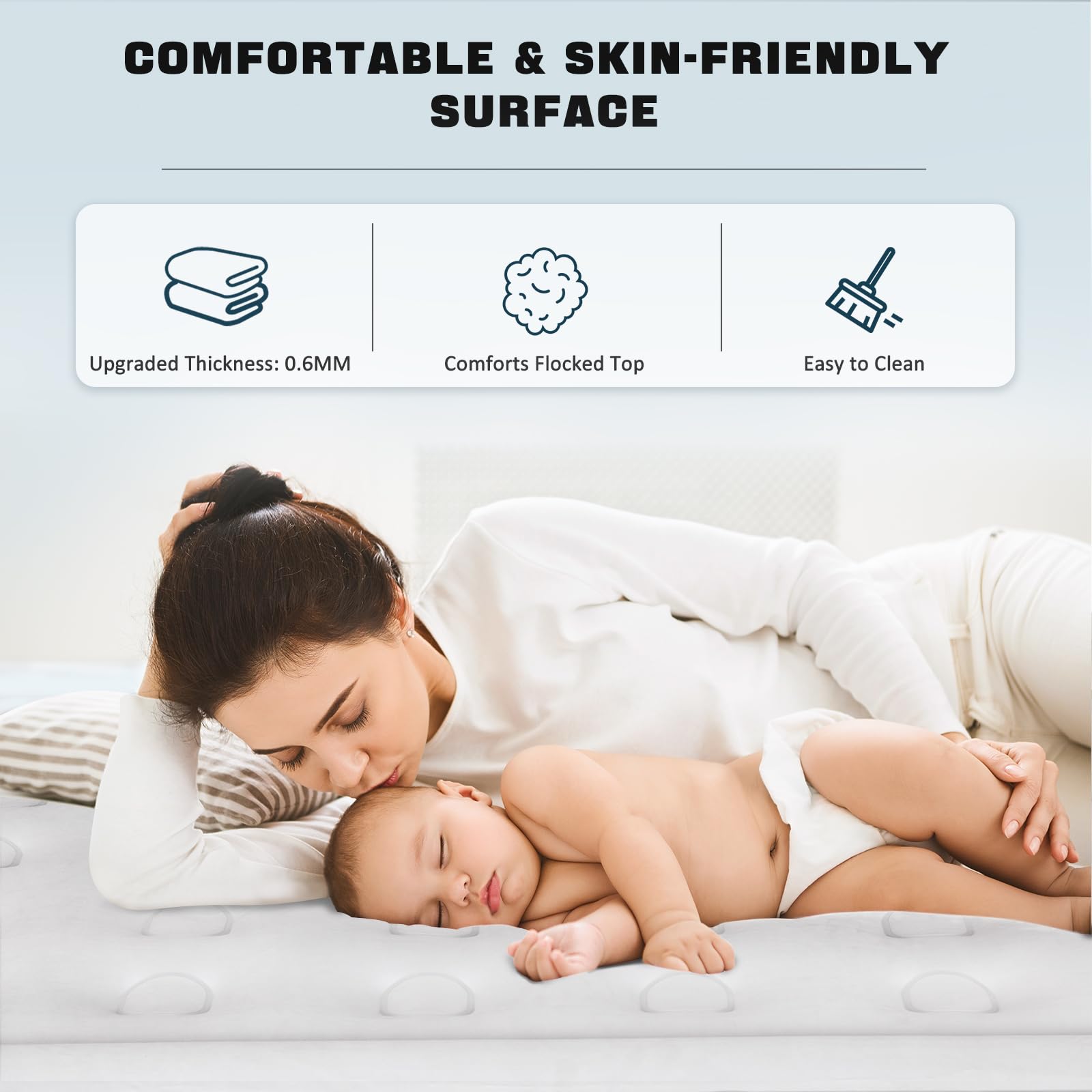 NALONE King Air bed, Inflatable mattress with Built in Pump, 193x137x46cm Double Blow Up Mattress in 3 Mins Self-Inflation/Deflation, Portable air