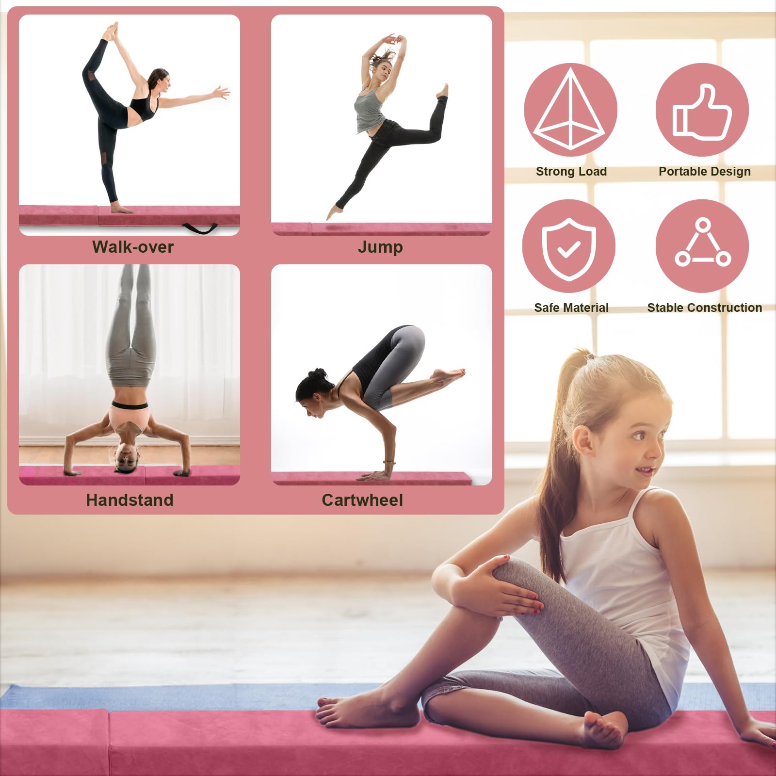 FBSPORT 270 CM Balance Beam, Gymnastics Balance Beam for Kids, Floor Balance Beam, Folding Gymnastics Beam for Training