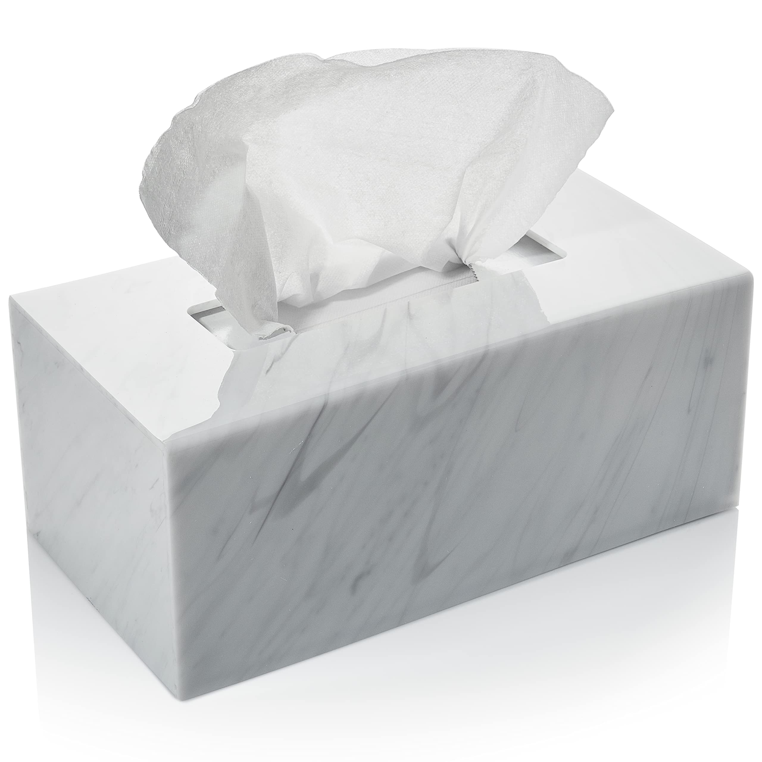 Acrylic Tissue Box Holder, Rectangle Dispenser for Facial Tissues, Napkins, and Dryer Sheets. Perfect for Bathrooms, Desks, Countertops, Vanities,