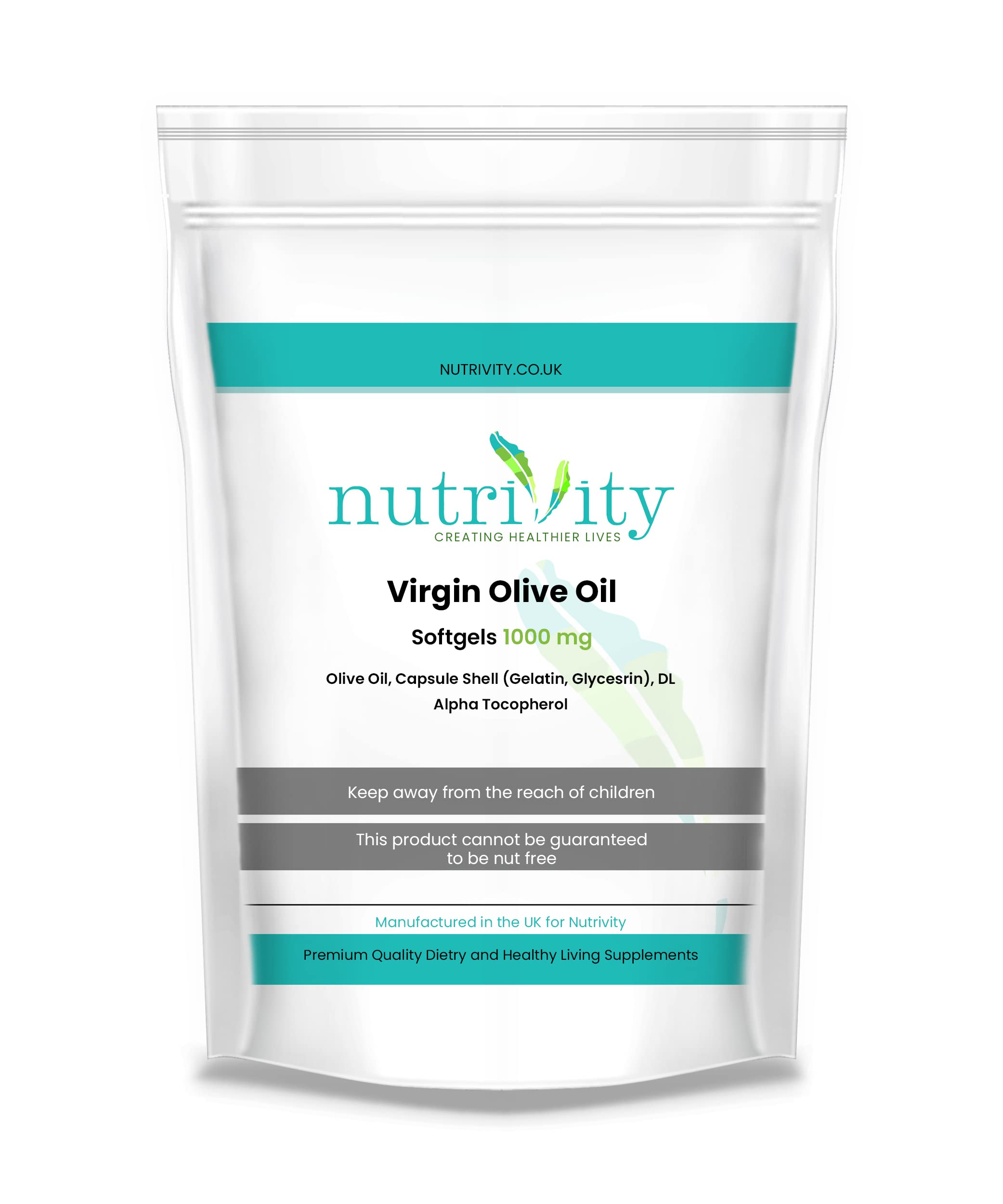 Virgin Olive Oil 1000mg Capsules Omega-3-6 for Health Heart Nutrivity UK (240)