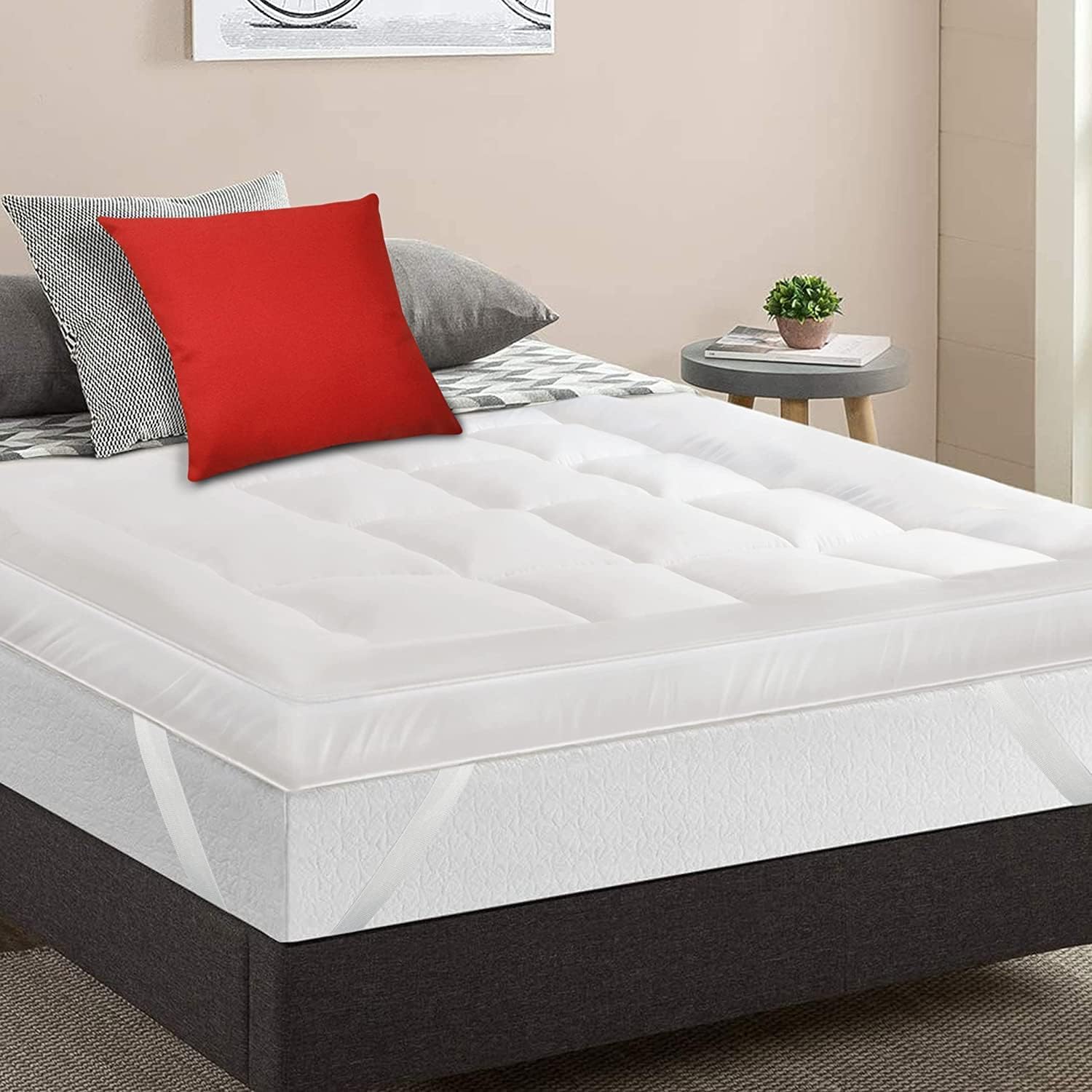 MightySoft Mattress Topper Single (4 Inch/10cm) - Quilted, Extra Deep, Ultra Fluffy & Breathable Microfiber Topper Securely Fits with Elasticated