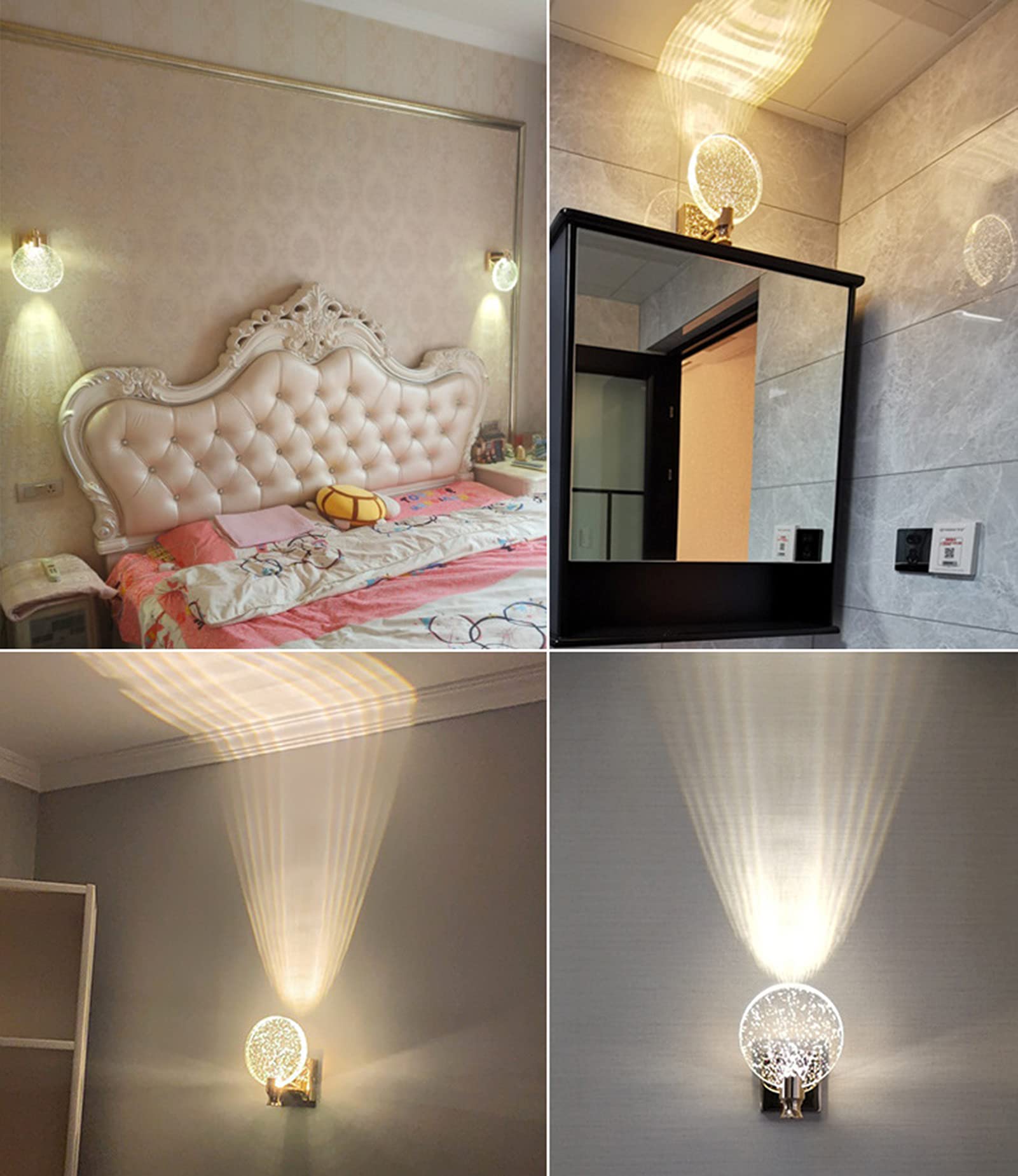 KRIPINC Crystal Wall Sconce, Nordic Style Crystal Wall Light, Simple Crystal LED Wall Lamp, Art Deco Wall Lights for Living Room, Bedroom, Bedside,