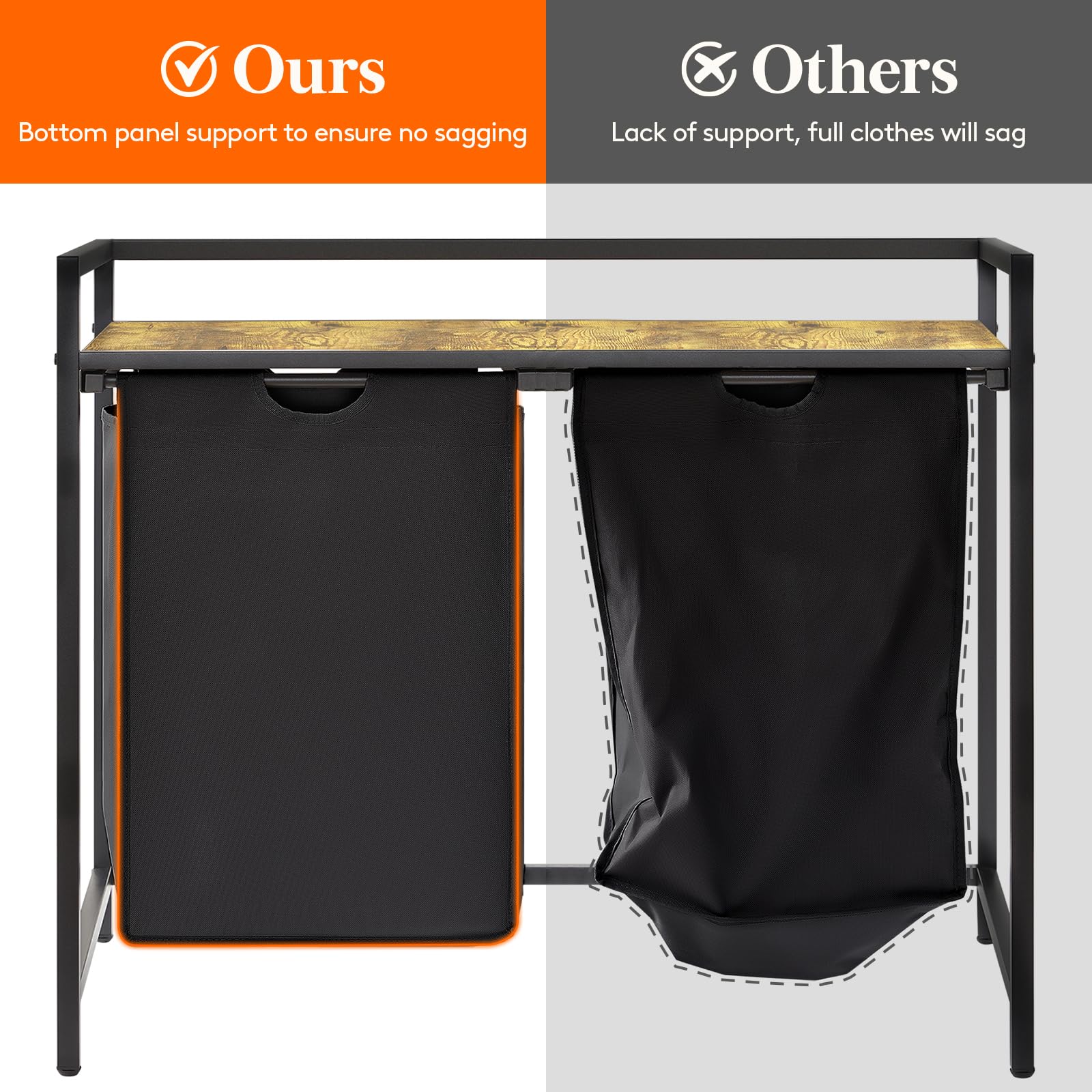 Lifewit Laundry Hamper 2 Sections, 95 L Laundry Basket with Shelf and Double Pull-Out Removable Bags, Laundry Sorter for Laundry Room Bedroom Bathroom
