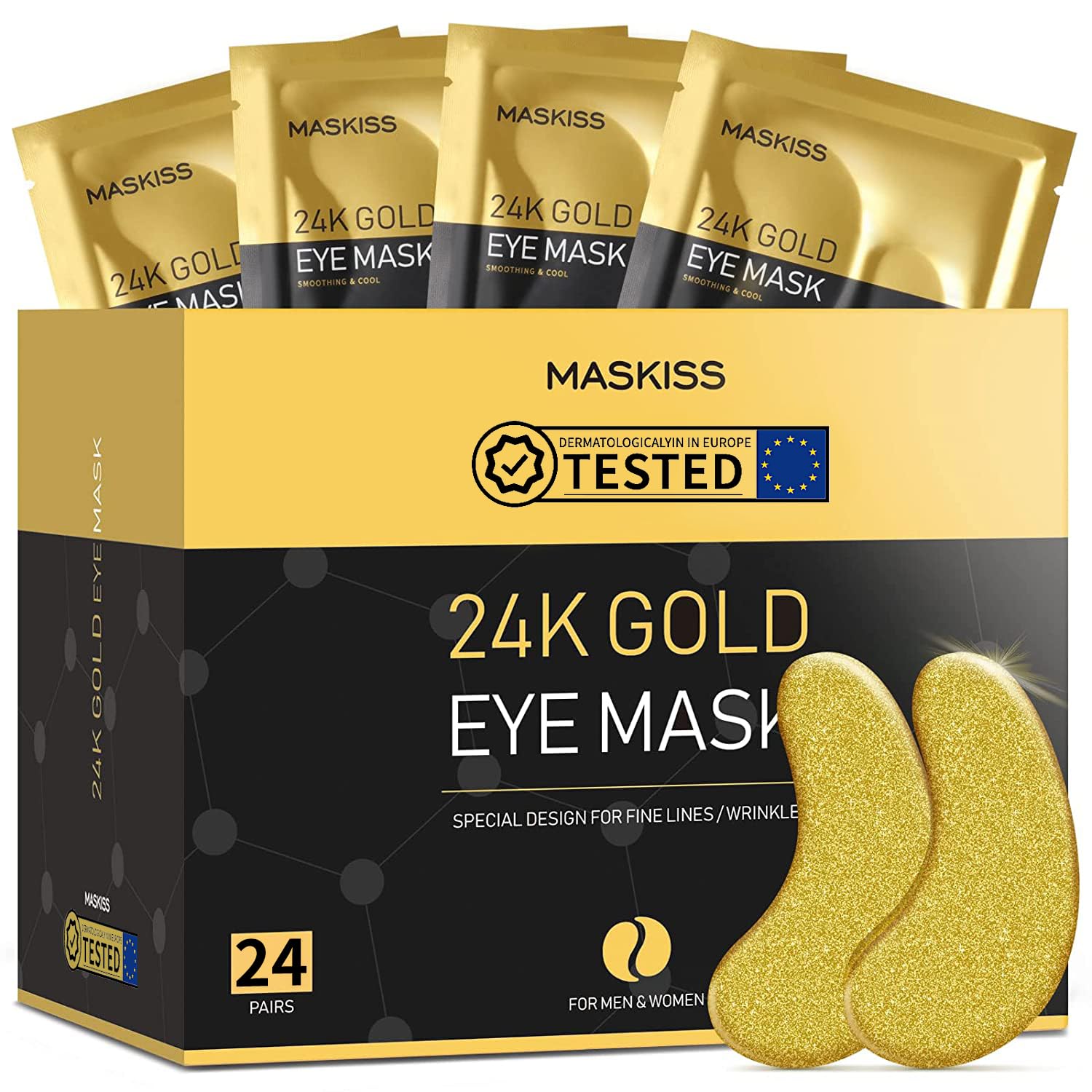 Under Eye Patches (24 Pairs) - 24K Gold Eye Masks Skincare Enriched with Abundant Collagen, hyaluronic acid, anti-aging self care eye gel pads for