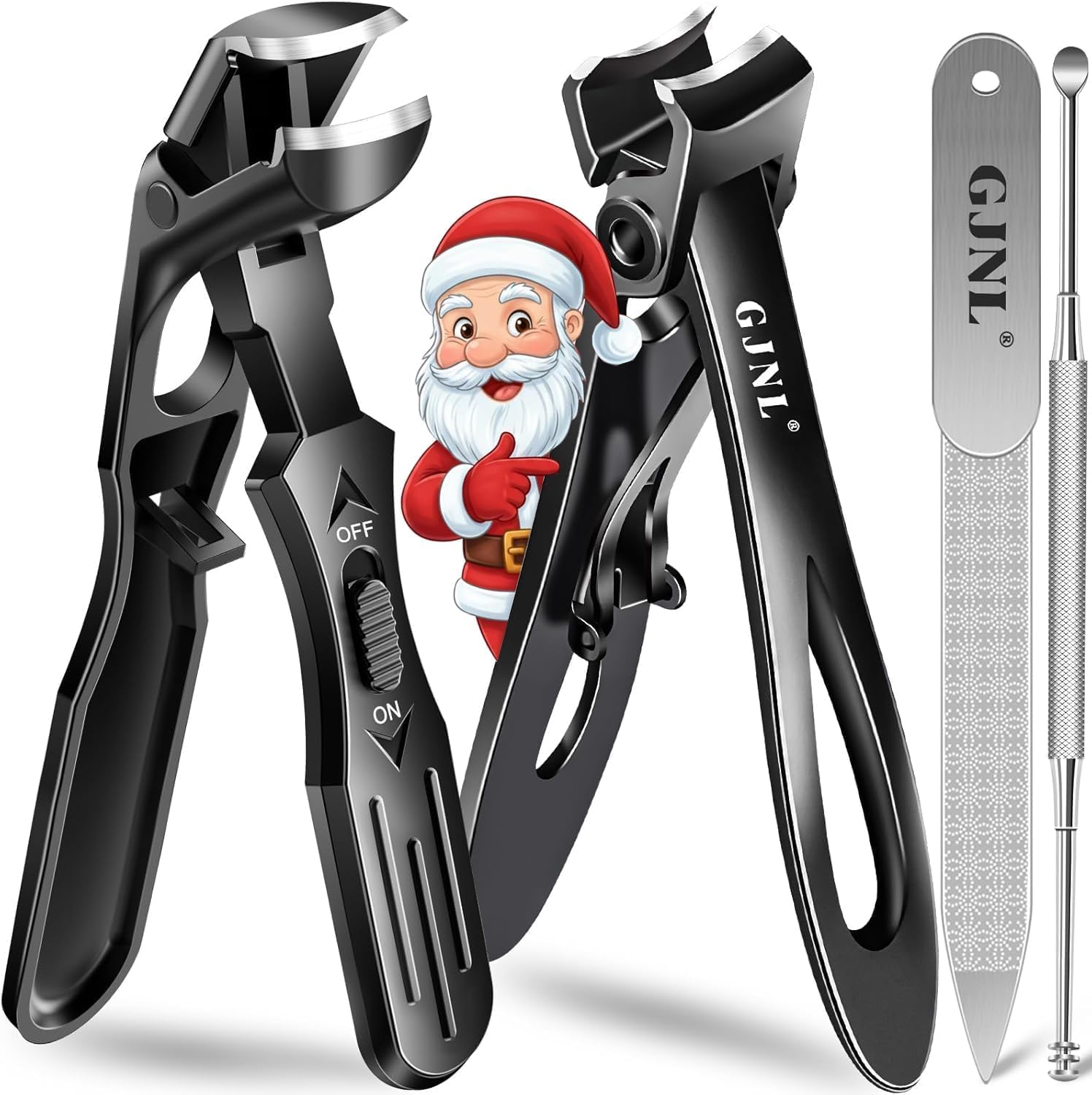 Nail Clippers for Thick Nails Stocking Stuffers for Men, Angled Head Large Toe Nail Clippers with Catcher, Heavy Duty Fingernail Clippers with Wide