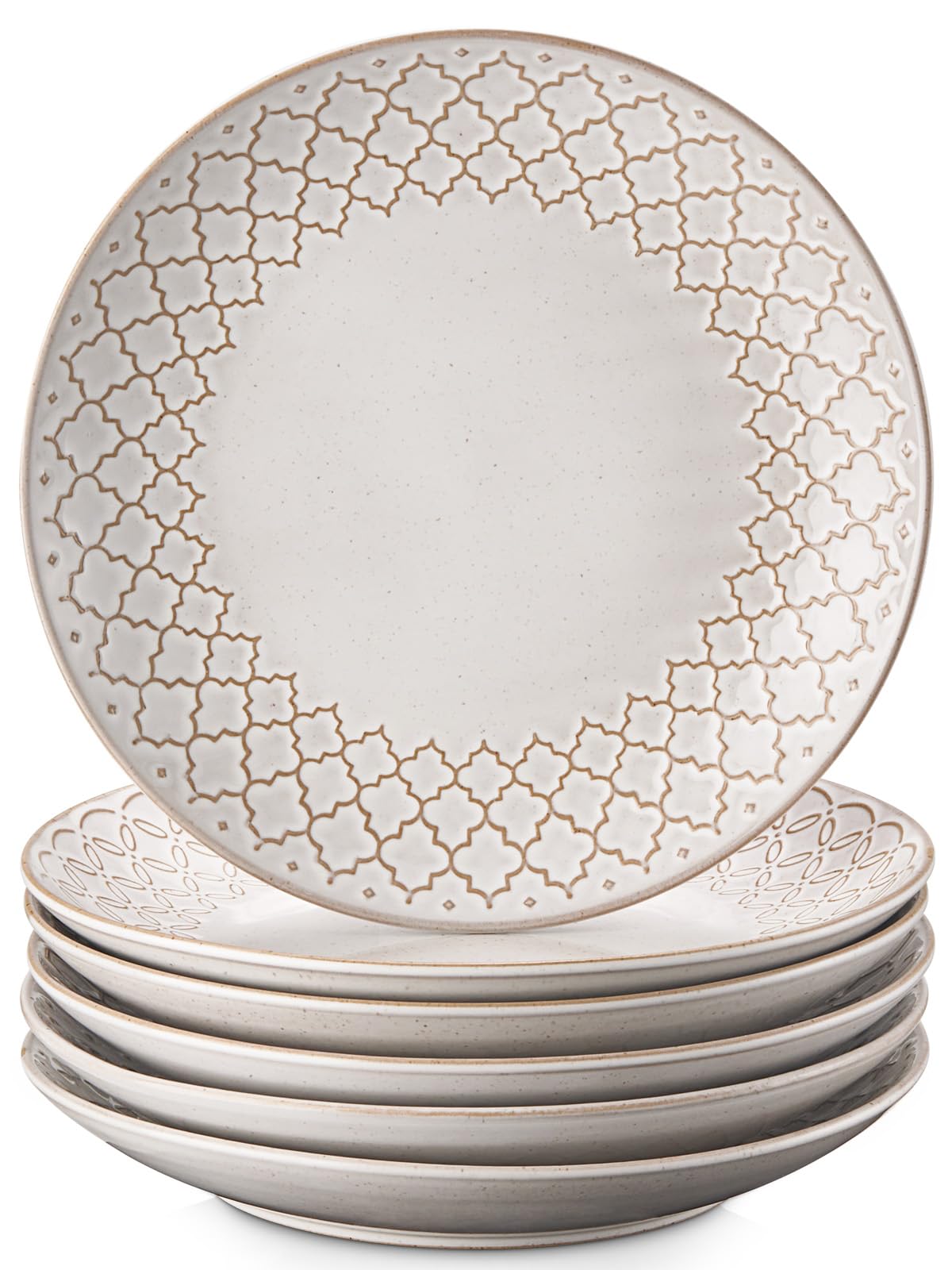 DOWAN Dinner Plates, 8.5" Premium Porcelain Side Plate Set of 6, Salad Plates, Dessert Plate, Flat Dinner Set for Appetizer, Lunch, Salad, Steak,