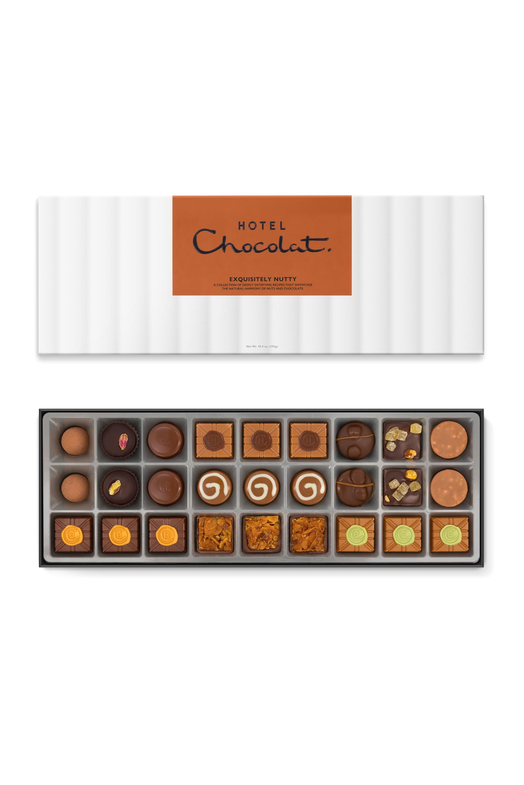 Hotel Chocolat Exquisitely Nutty Sleekster - 27 Alcohol-Free Pralines & Nut Chocolates, 295g - Suitable For Vegetarians - Gifts For Birthday, Thank