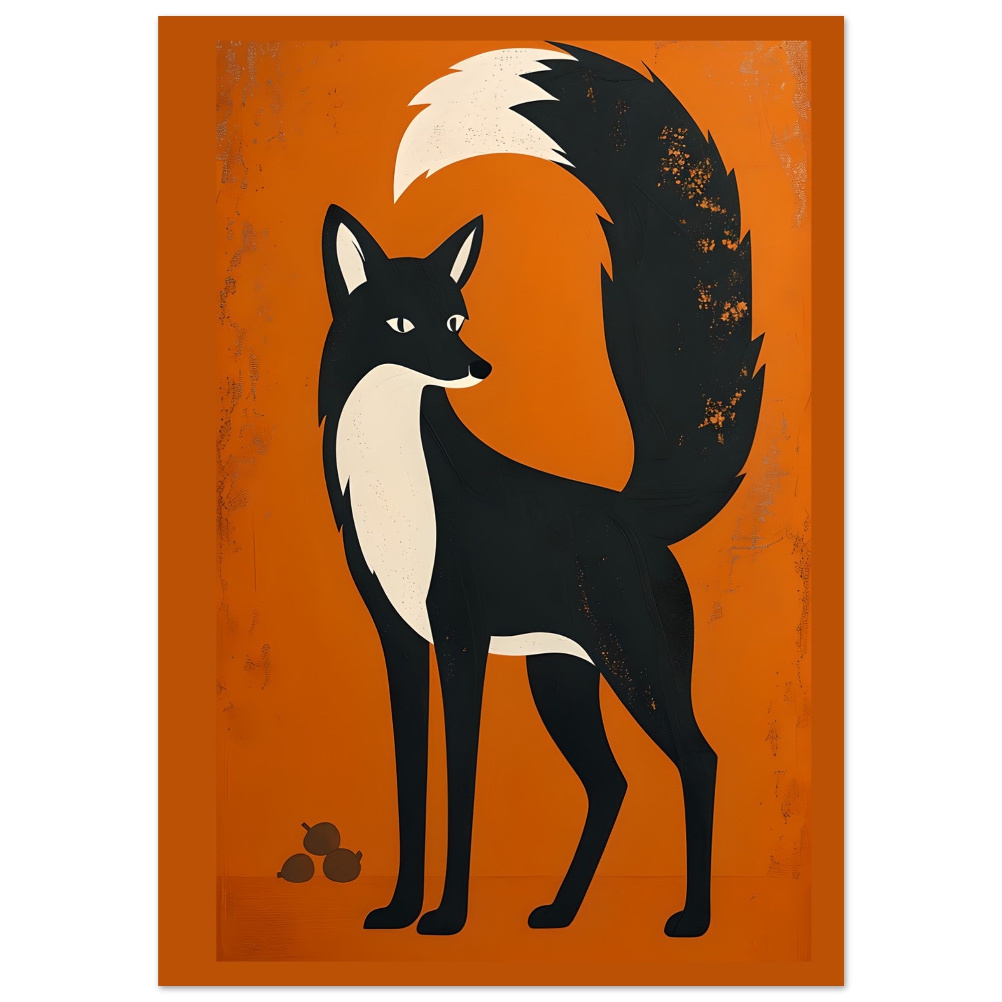 Modern Fox Poster - Scandinavian Woodland Animal Art - Retro Orange Minimalist Print for Home