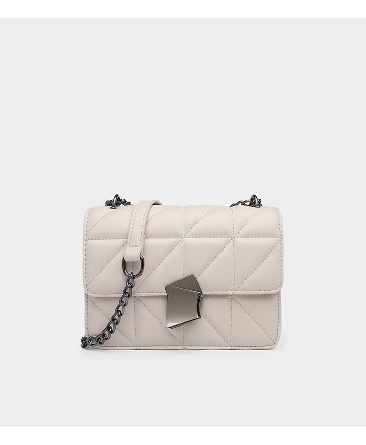 Leather Rhombus Chain Shoulder Messenger Bag