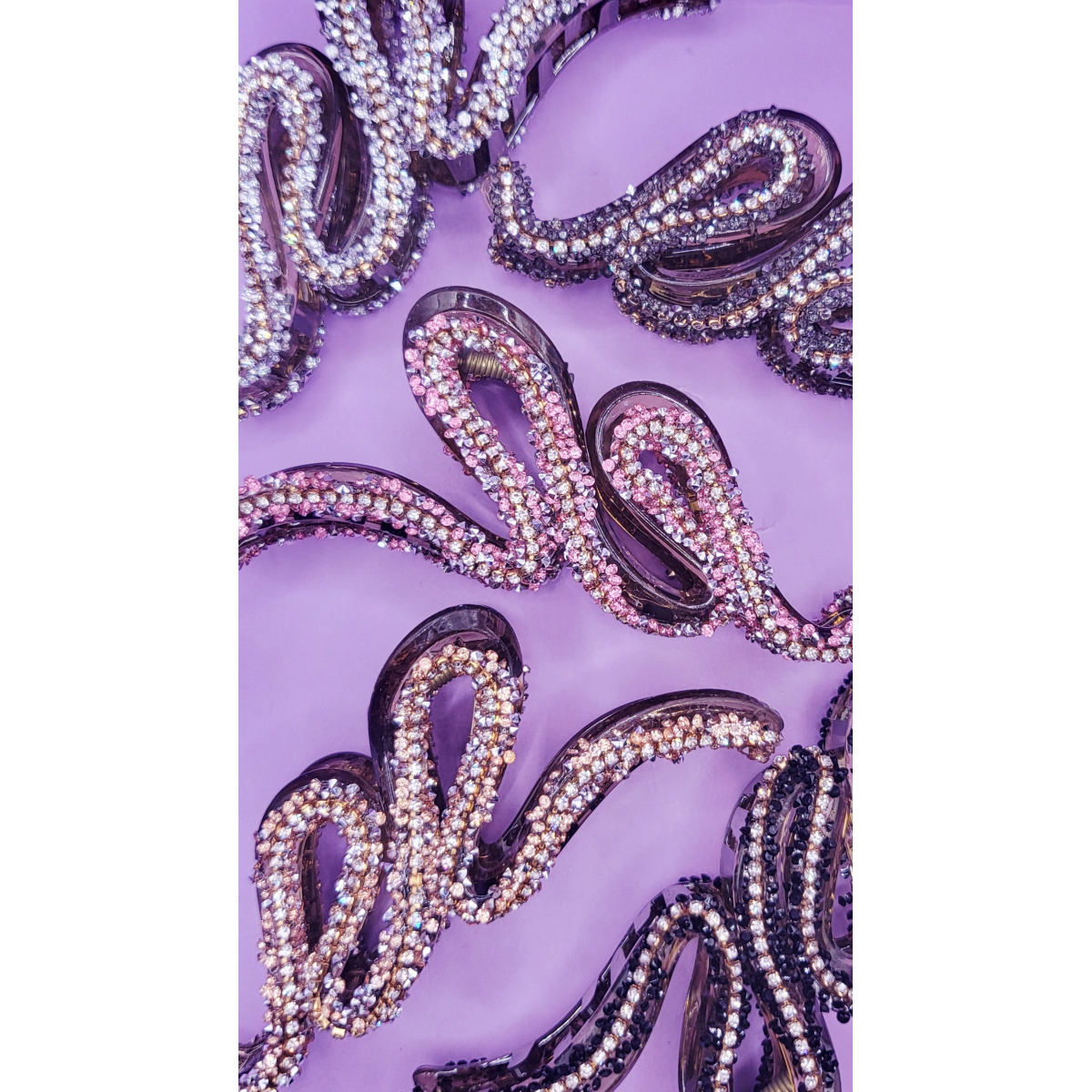 Swirl Rhinestone Sparkly Hair Clamps Pack of 12