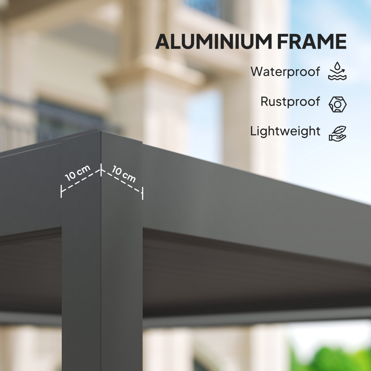 Outsunny 3 x 3(m) Electric Louvered Pergola Aluminium Pergola w/ LED Light