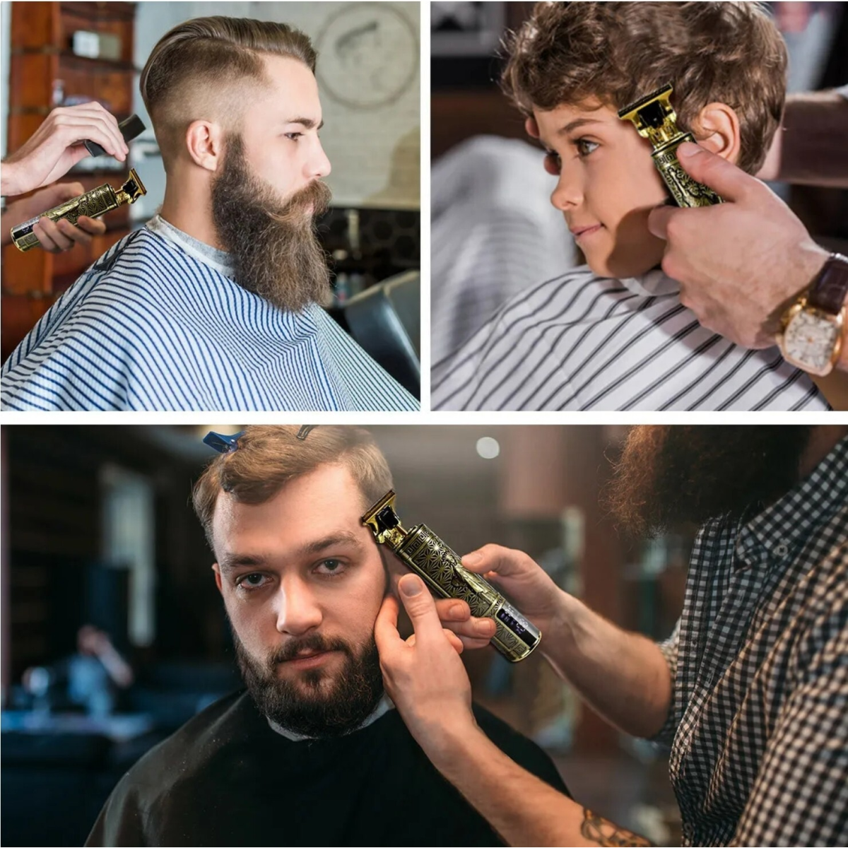 LCD Professional Hair Clippers Beard Trimmer Men Hair Cutting Cordless Barber Shaving Machine