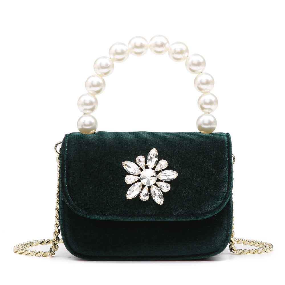 Women's Velvet Small Square Chain Shoulder Messenger Bag