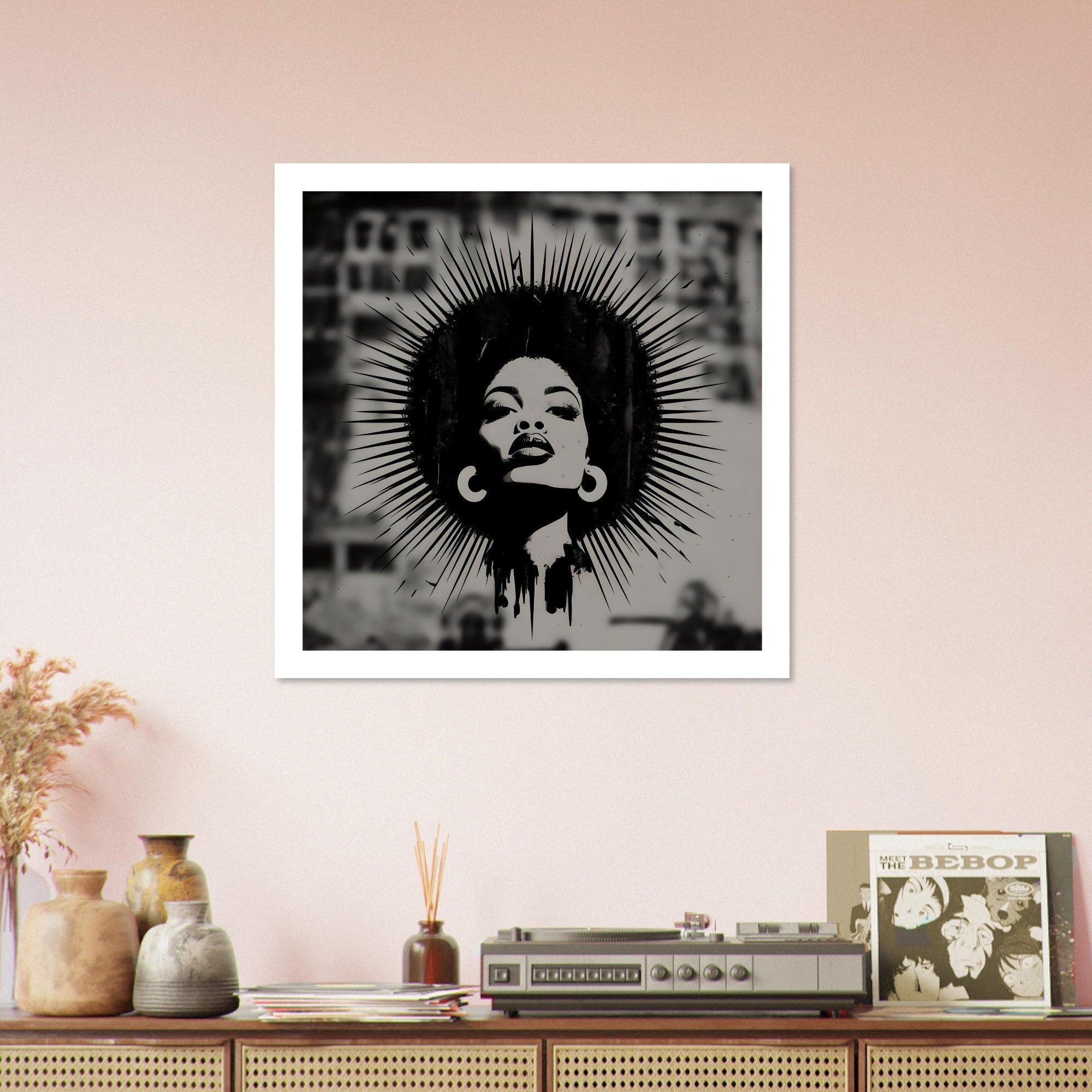 Afro Woman Silhouette Art Print – Grayscale Modern Wall Poster | Bold Feminine Decor