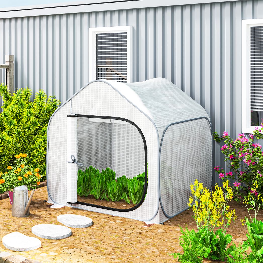 Outsunny Mini Pop Up Greenhouse w/ Reinforced PE Cover, Zipper Door