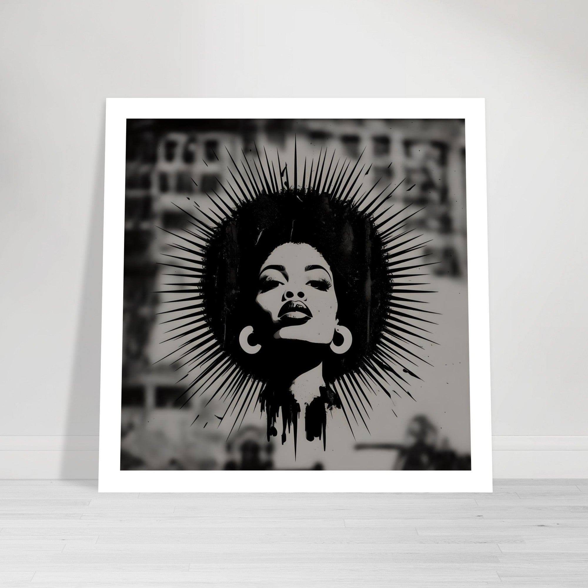 Afro Woman Silhouette Art Print – Grayscale Modern Wall Poster | Bold Feminine Decor