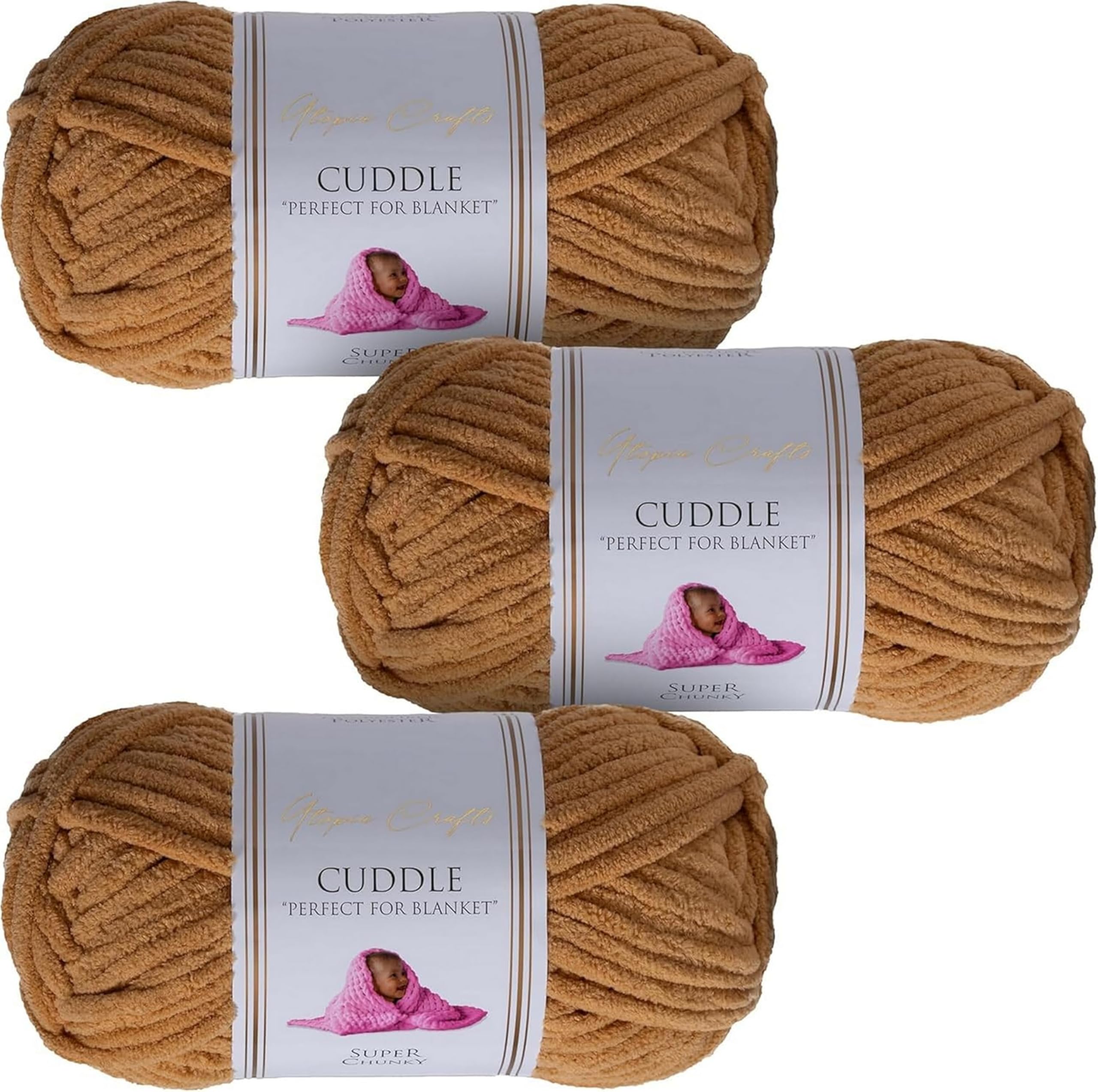 Utopia Crafts Cuddle Super Chunky Chenille Yarn Beige, 100g 60m Ball, Fluffy, Soft & Easy to Use, Perfect for Crochet & Knitting, Machine Washable,