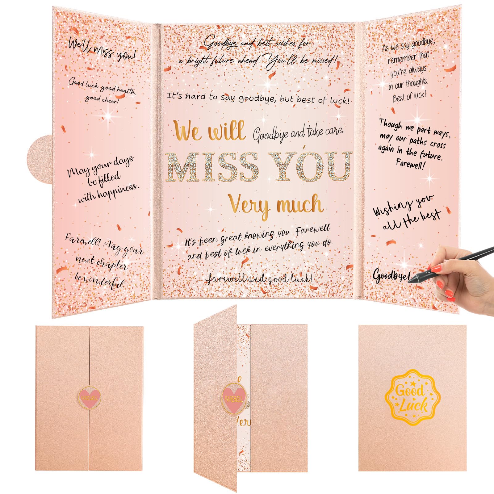 Farewell Guest Book Rose Gold Farewell Gifts for Coworkers Friends We Will Miss You Signing Guestbook Alternative Retirement Going Away Signature Sign