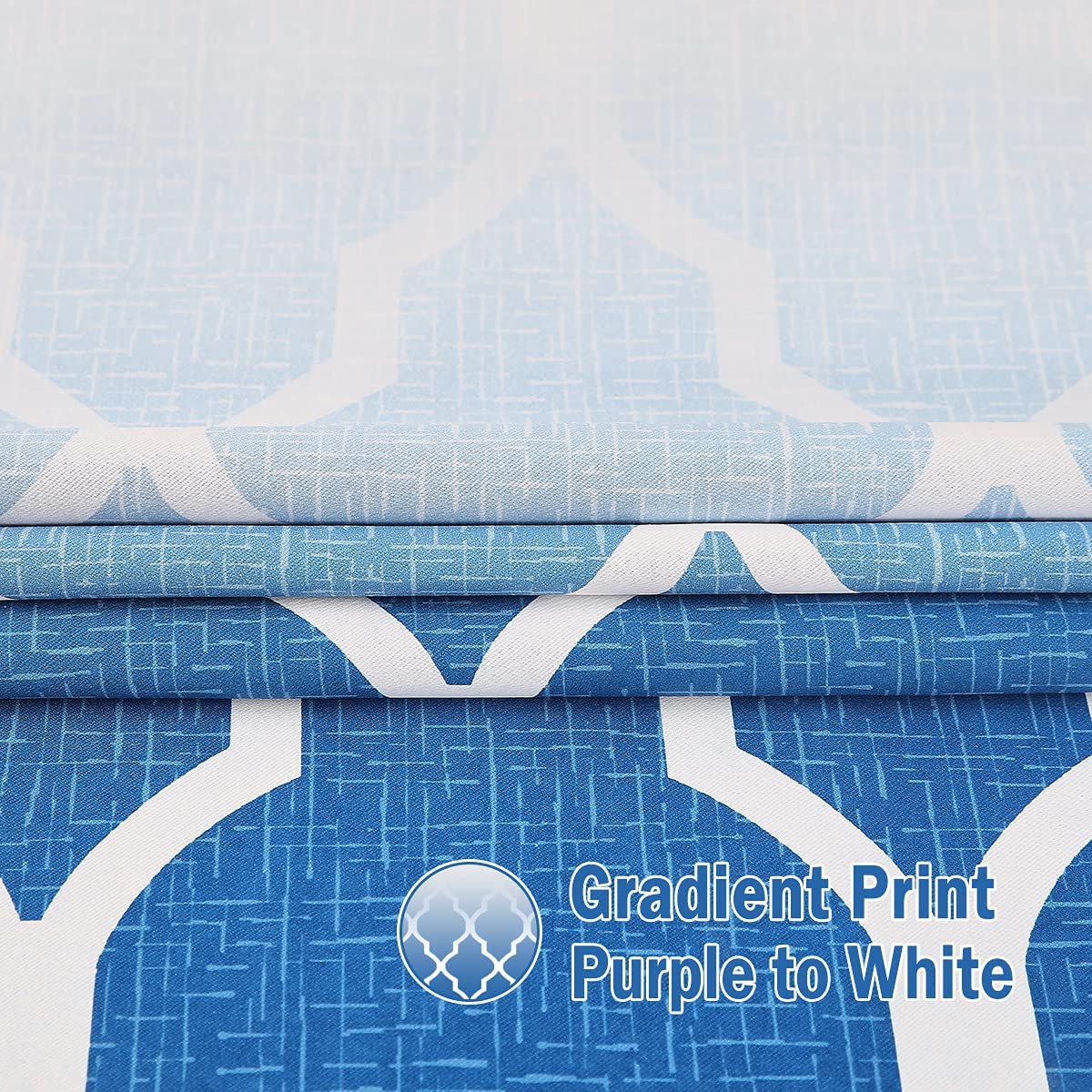Beauoop Blackout Curtains for Living Room Blue Ombre Curtains 90 Inch Drop Geometric Print Eyelet Curtain for Bedroom Room Darkening Thermal Insulated