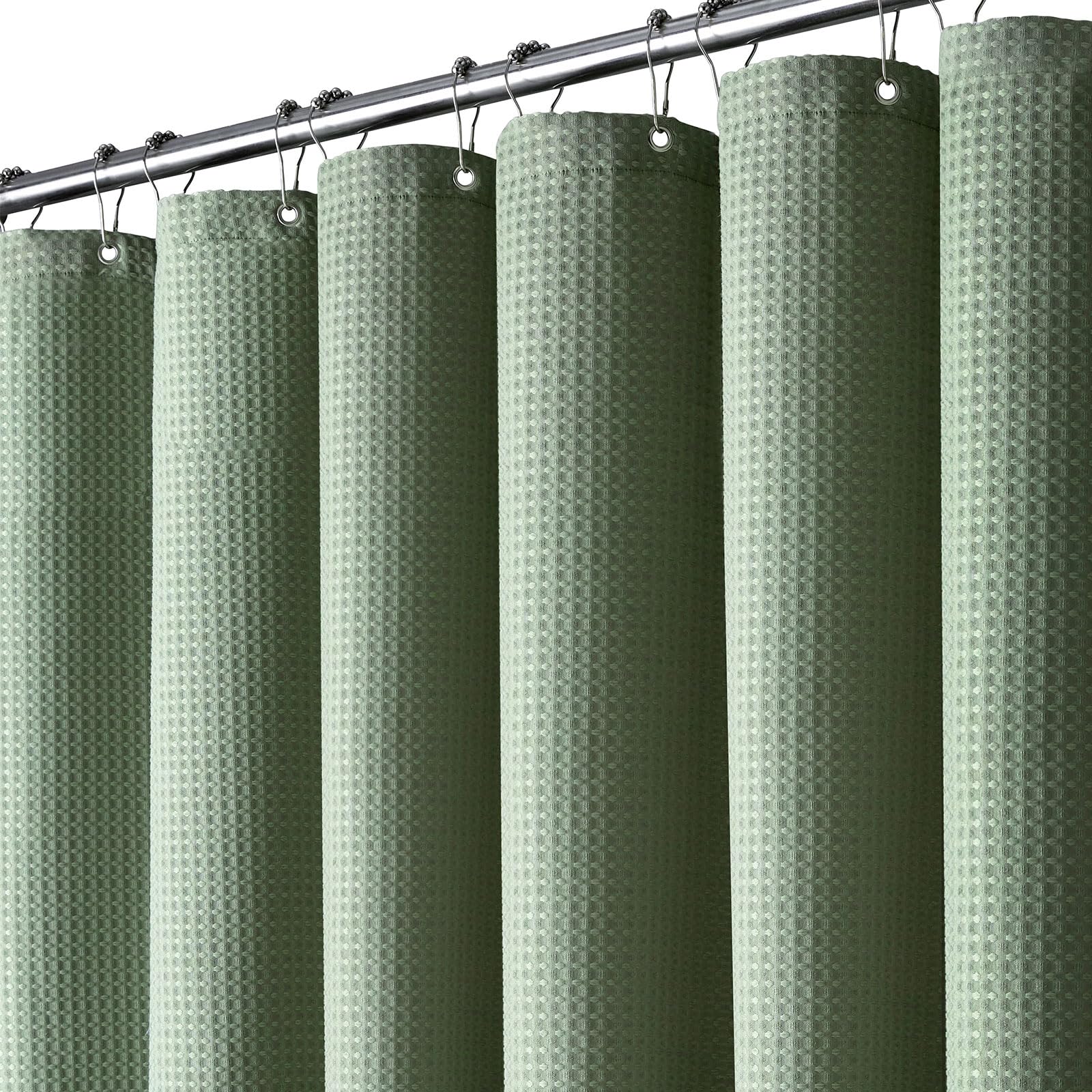BTTN Narrow Waffle Fabric Shower Curtain, Heavy Duty Mould Proof Resistant Wet Room Shower Curtains, Weighted Waterproof Thick Cloth Hotel Luxury