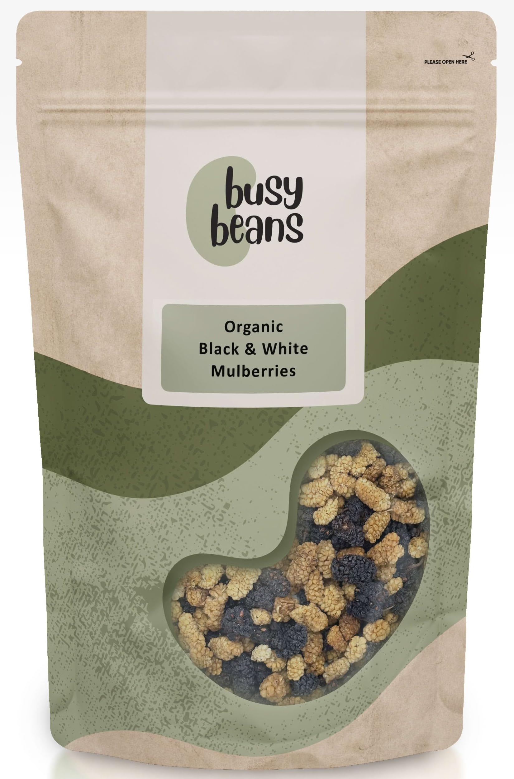 Organic Sun Dried Black & White Mulberries - Certified Organic - by Busy Beans Organic (1kg)