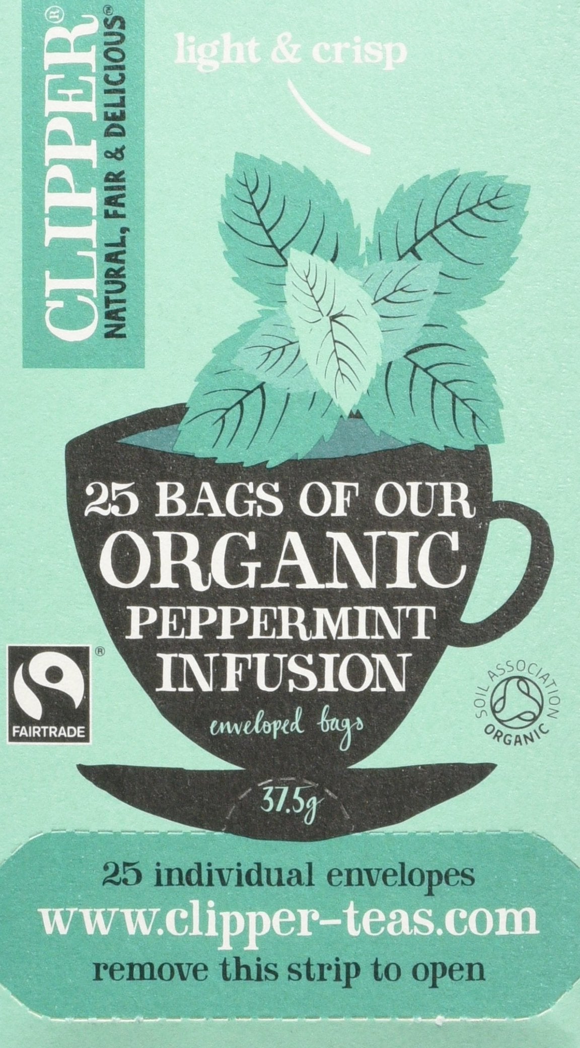 Clipper Organic Peppermint 25 Teabags (Pack of 6, Total 150 Teabags)