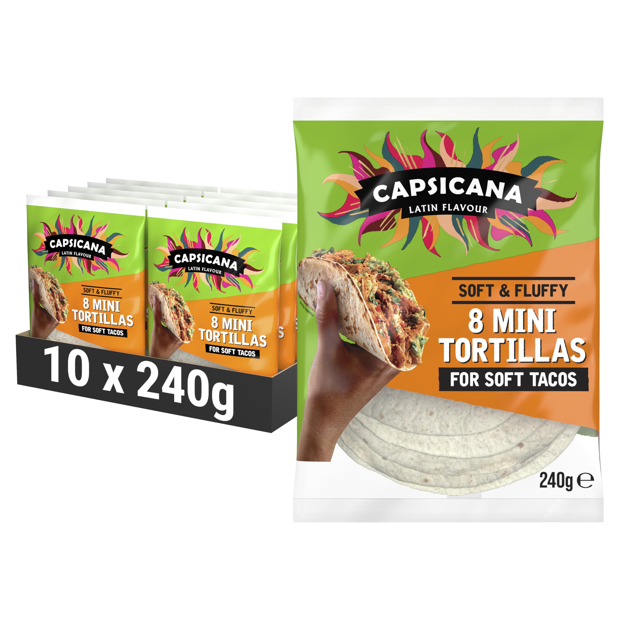 Capsicana Mexican Mini Tortilla Wraps 240g | Pack of 10 | Soft & Fluffy Wheat Flour Wraps