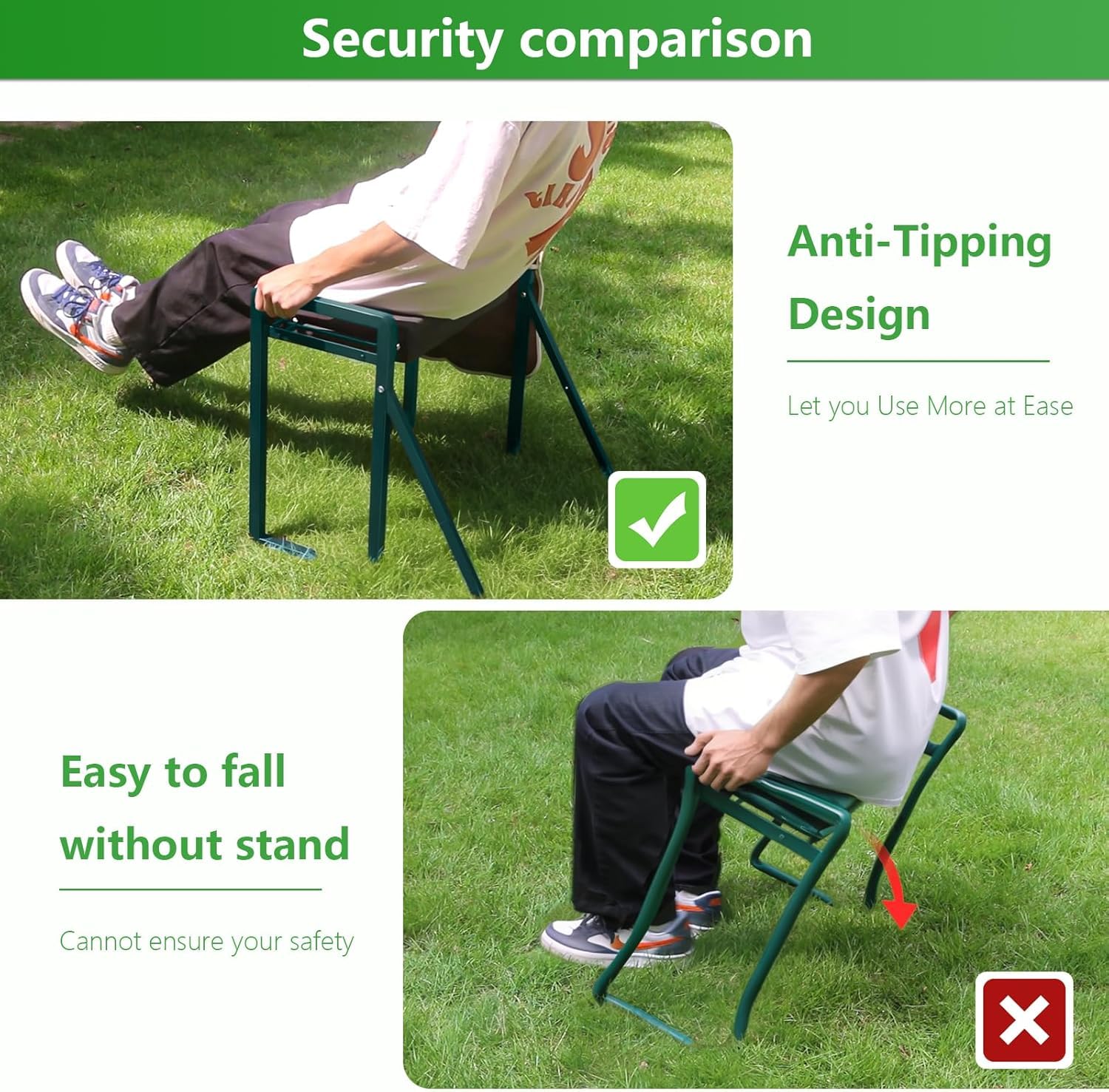 Onadak Foldable Garden Kneeler Seat with Handles & Tools Bag - Heavy Duty Foldable EVA Foam Padded Garden Kneeler - Lightweight Kneeling Stool for