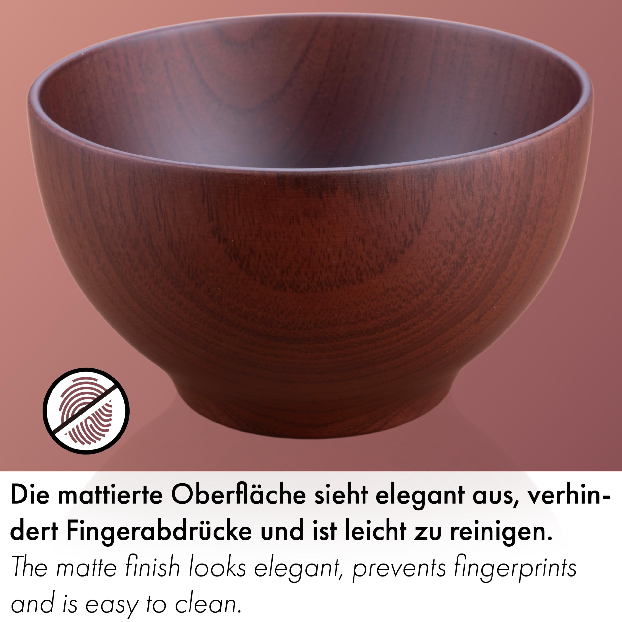 Set of Four Traditional Japanese Rice Bowls Made from Chestnut Wood - 12 cm - Serve Rice, soups, Desserts and Snacks with Asian Style (Dark)