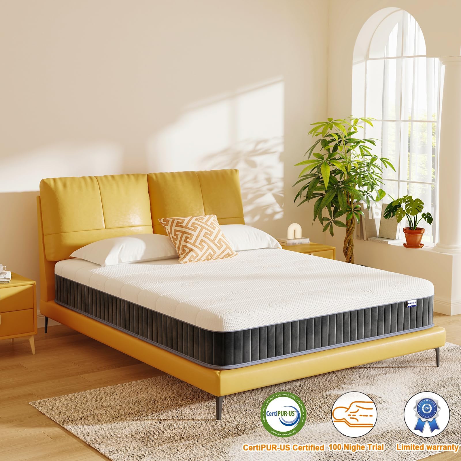 MOLPHIT 10-Inch Single Mattress The Innerspring Hybrid Memory Foam Bed in a Box for Ultimate Support and Pressure ReliefSingle Size Mattress(190 *