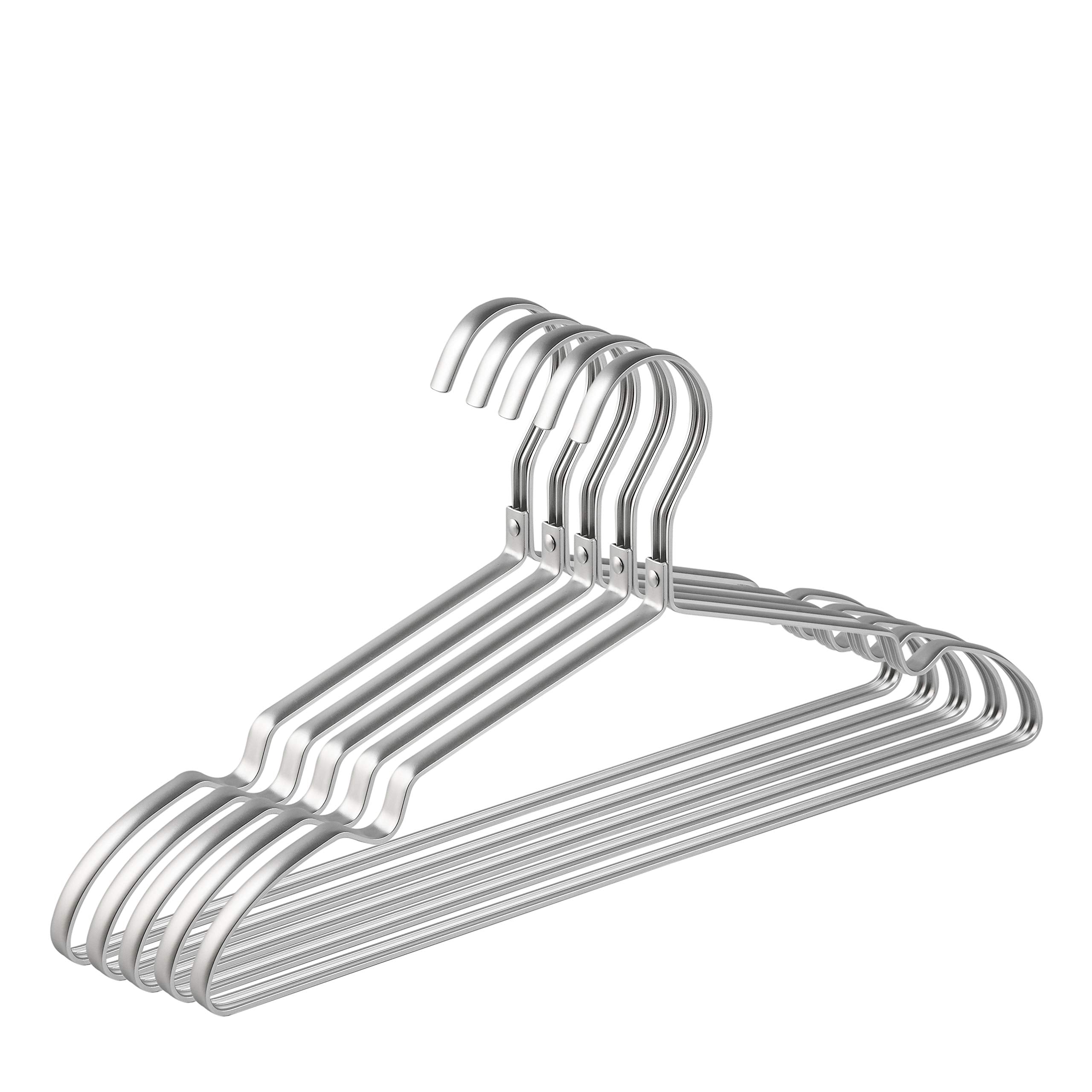Amber Home 42cm Premium Matte Silver Aluminum Coat Hangers 20pcs, Extra Smooth & Durable Metal Clothes Hanger, Light & Sturdy Metal Rack for Suit