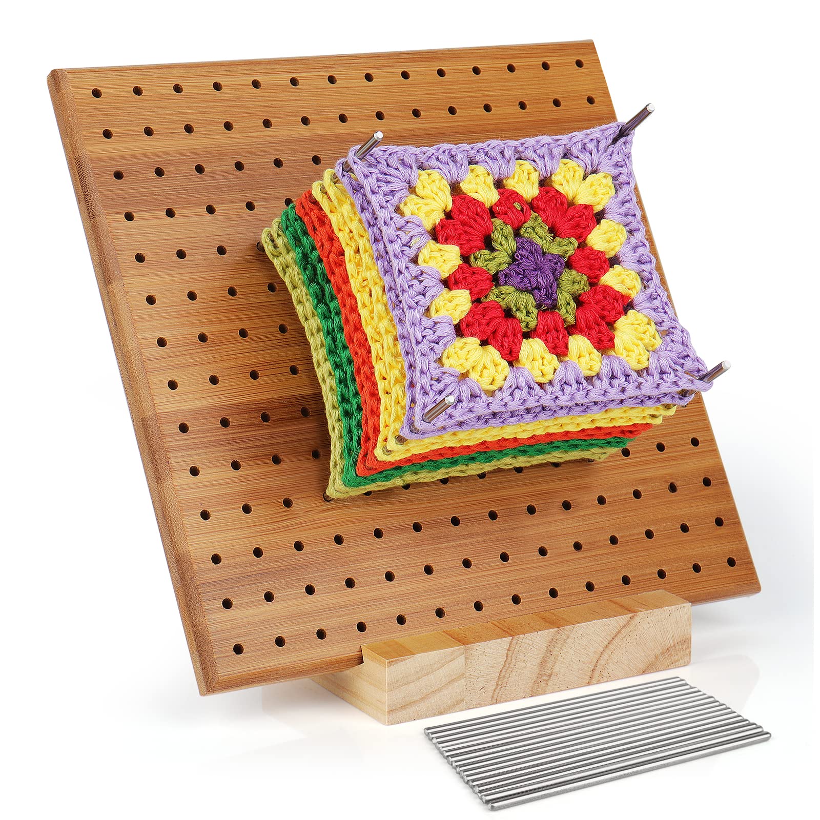 Coopay Crochet Blocking Board, Wooden Crochet Blocking Board and 20 Pins, Blocking Boards, Knitting and Crochet Projects, Knitting Blocking Board for
