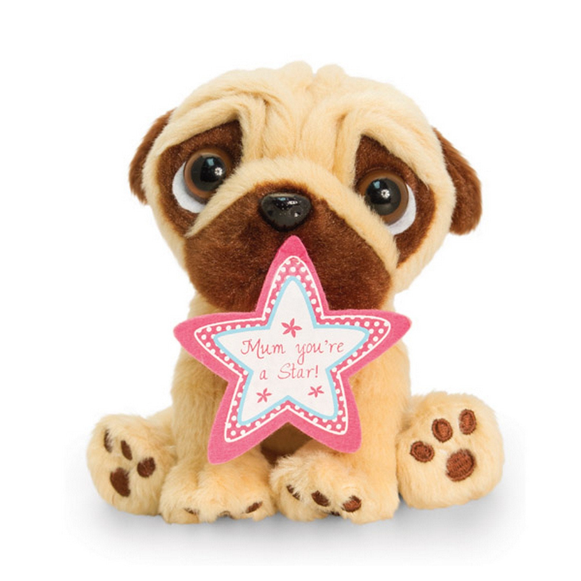 Keel Toys Pugsley Soft Cuddly Dog with Star mum you're a star