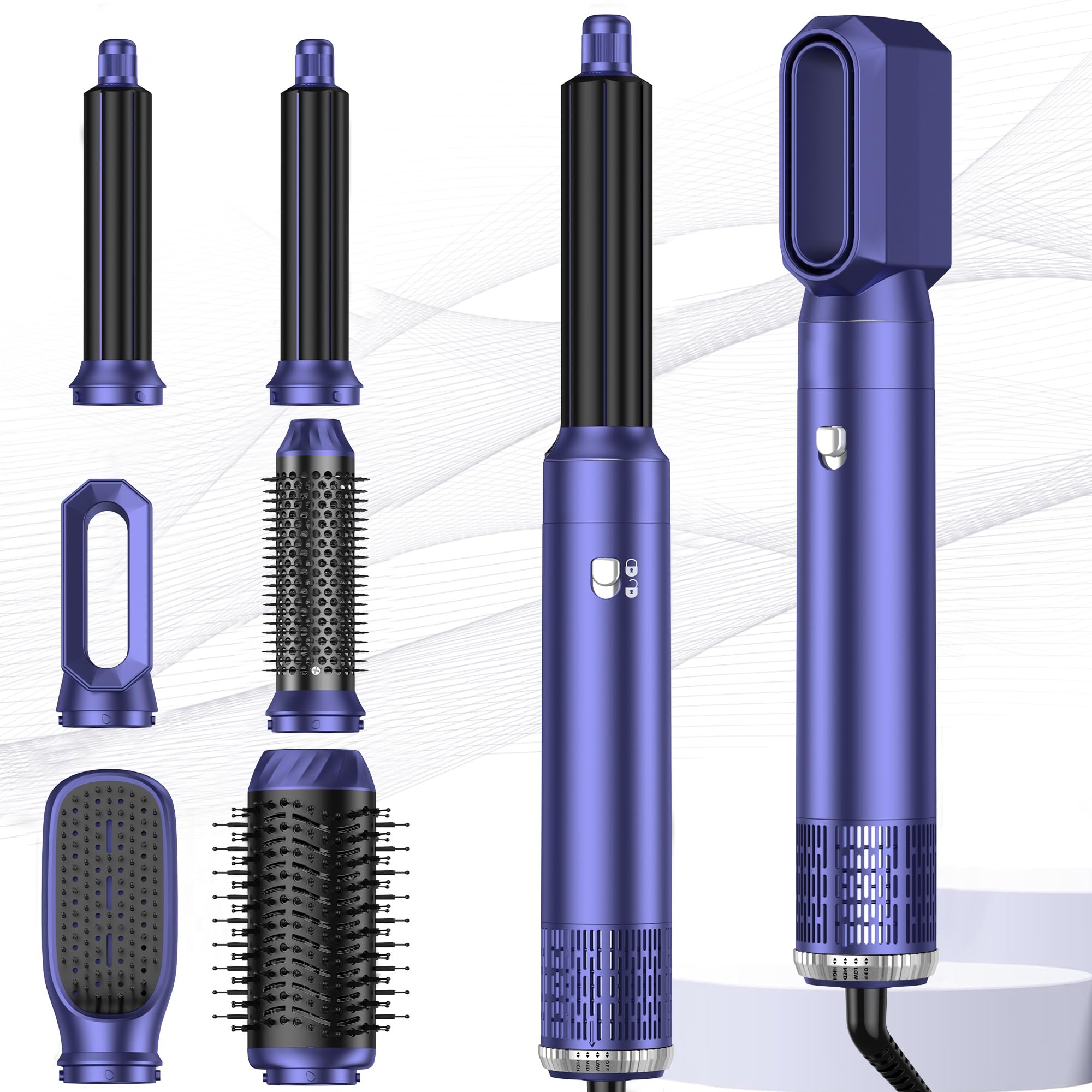 MogaWave 6 in 1 Air Styler with Magic Styler Airbrush 6 in 1 Multi Styler, Blow Dry Hair Brush, Air Curler, Air Brush Hair Stylers for Drying and