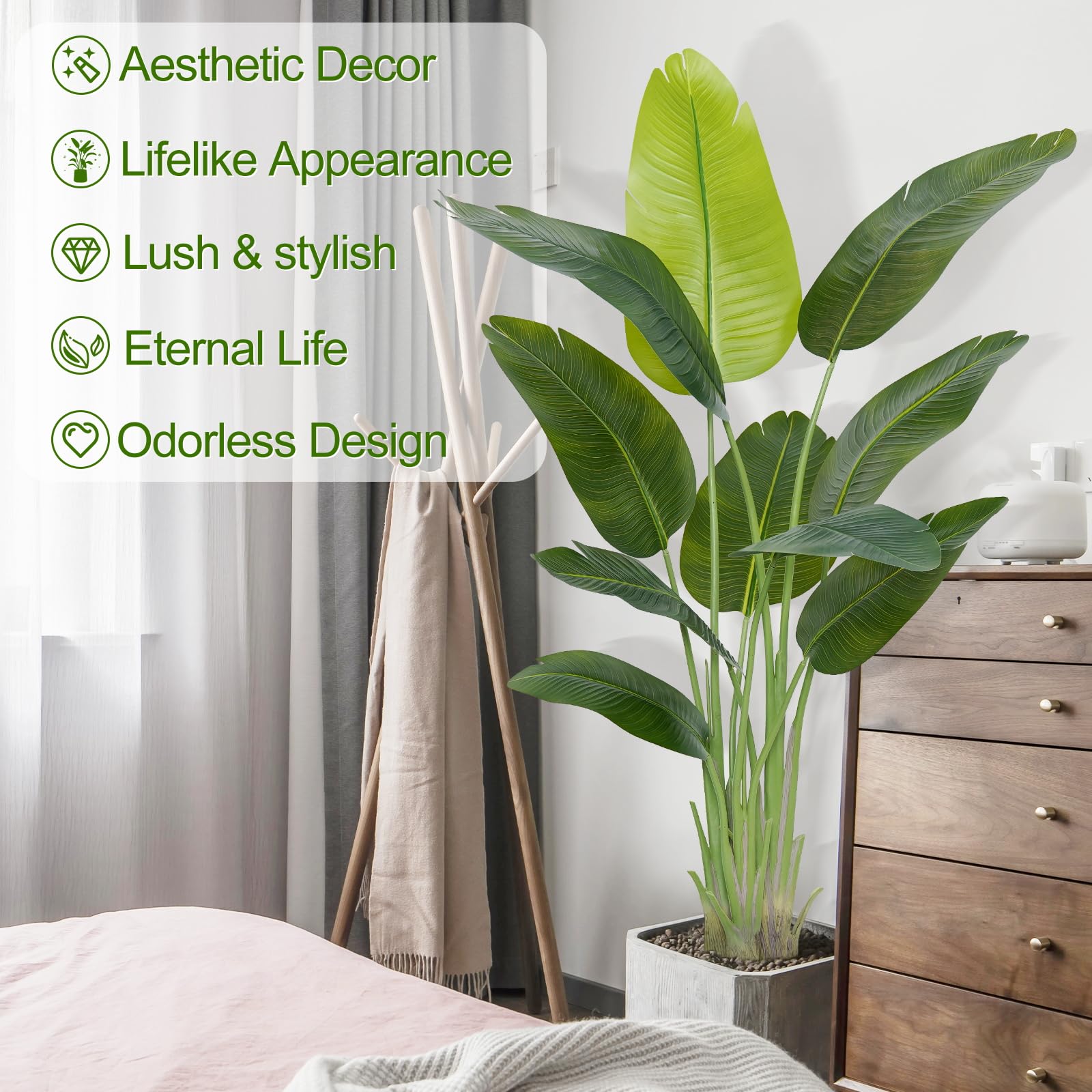 Keeplush Artificial Bird of Paradise Plant Outdoor 150CM Fake Tropical Banana Tree with 10 Leaves-Perfect Faux Plants for Indoor, Floor Plant in Pot