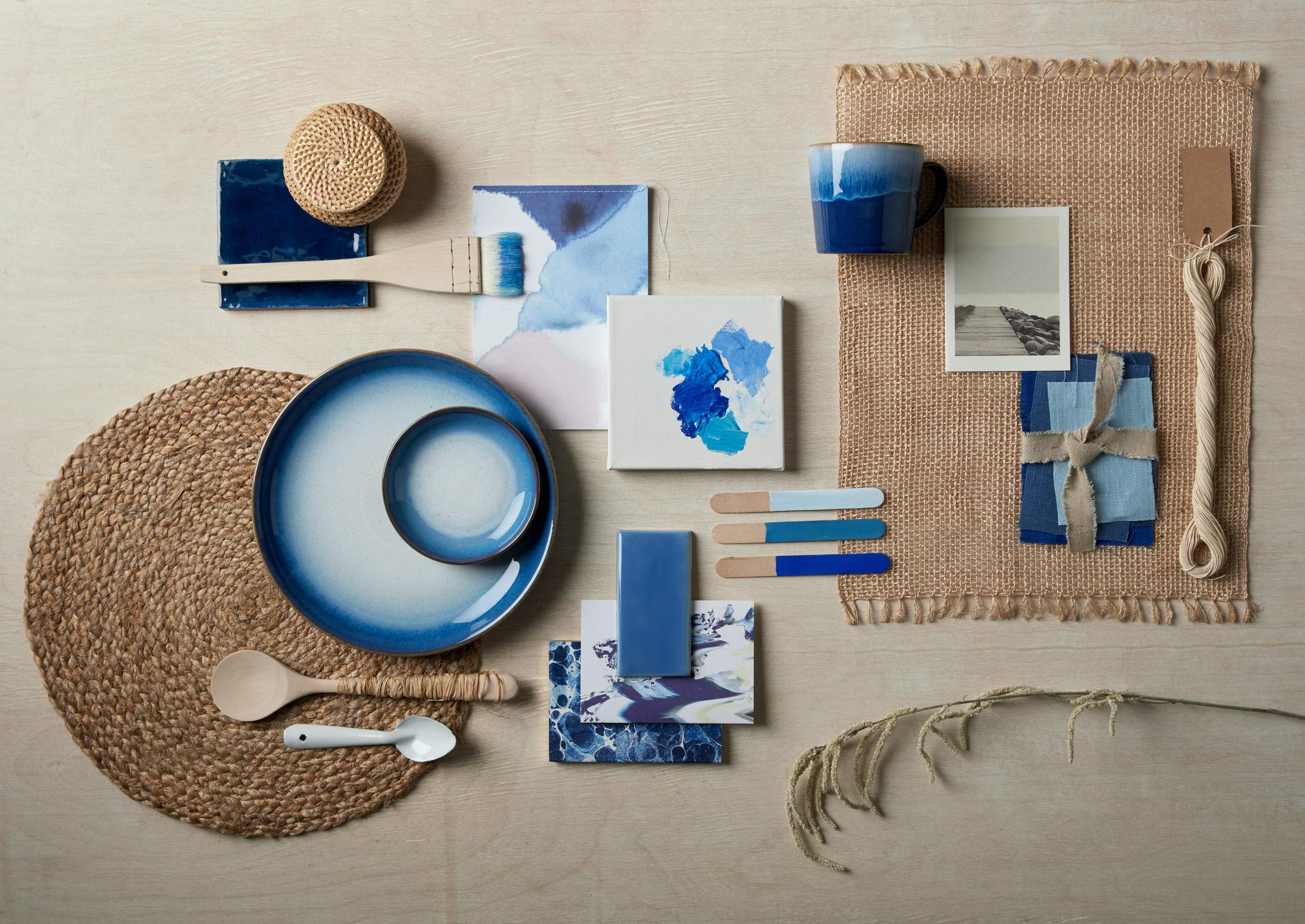 Denby - Blue Haze Coupe Dinner Plates Set of 4 - Dishwasher Microwave Safe Crockery - Large Ceramic Stoneware Tableware Plates