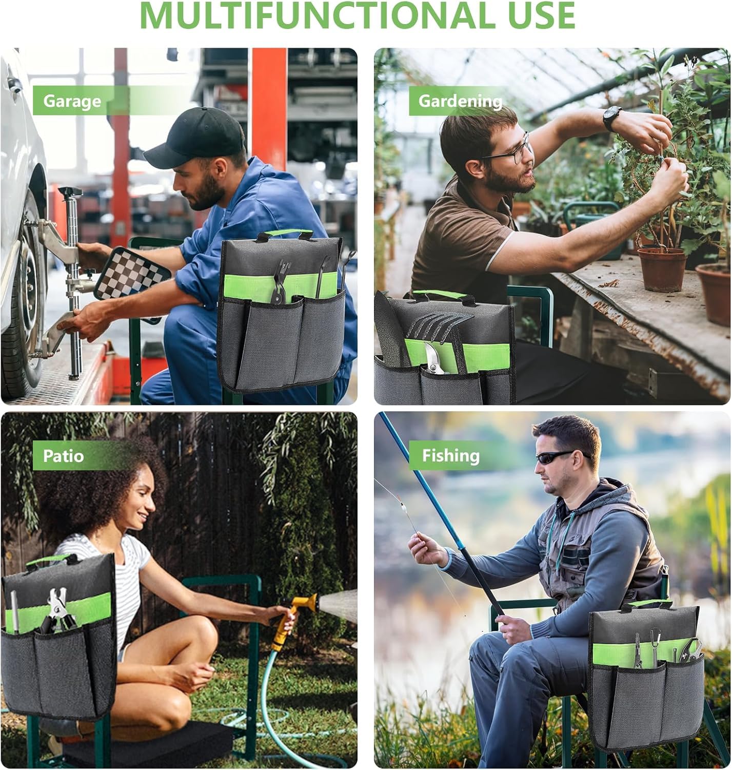 Onadak Foldable Garden Kneeler Seat with Handles & Tools Bag - Heavy Duty Foldable EVA Foam Padded Garden Kneeler - Lightweight Kneeling Stool for